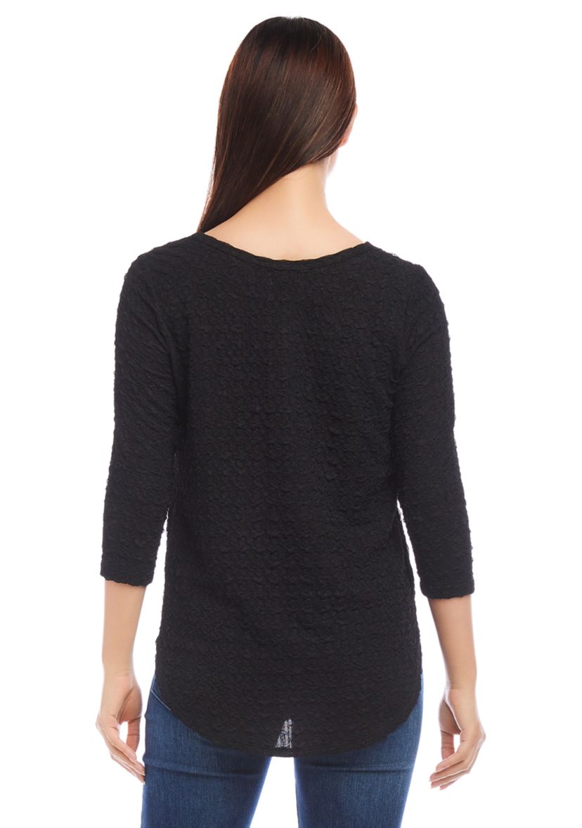 Womens 3/4 Sleeve Shirttail Top