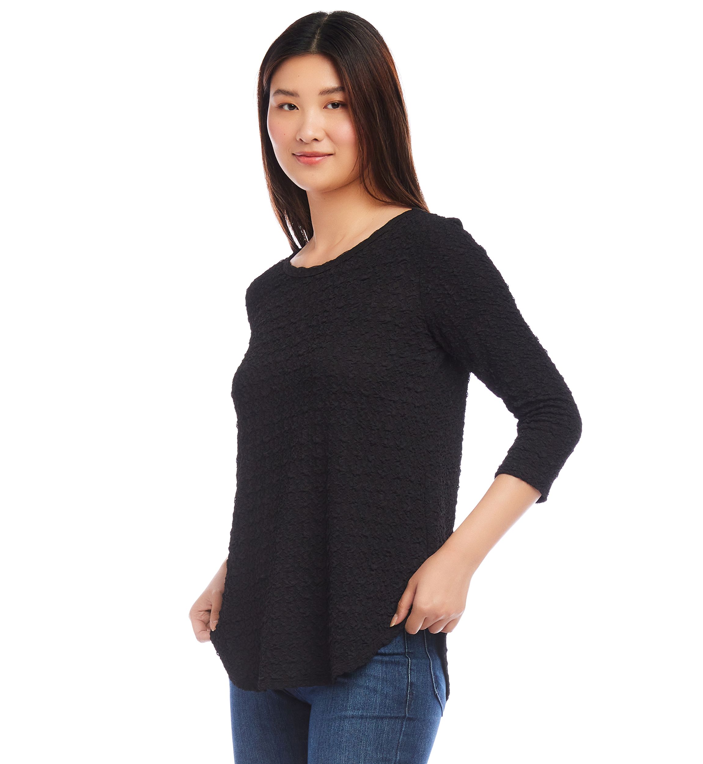 Womens 3/4 Sleeve Shirttail Top