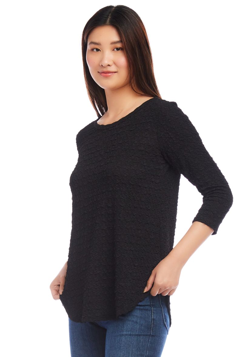 Womens 3/4 Sleeve Shirttail Top