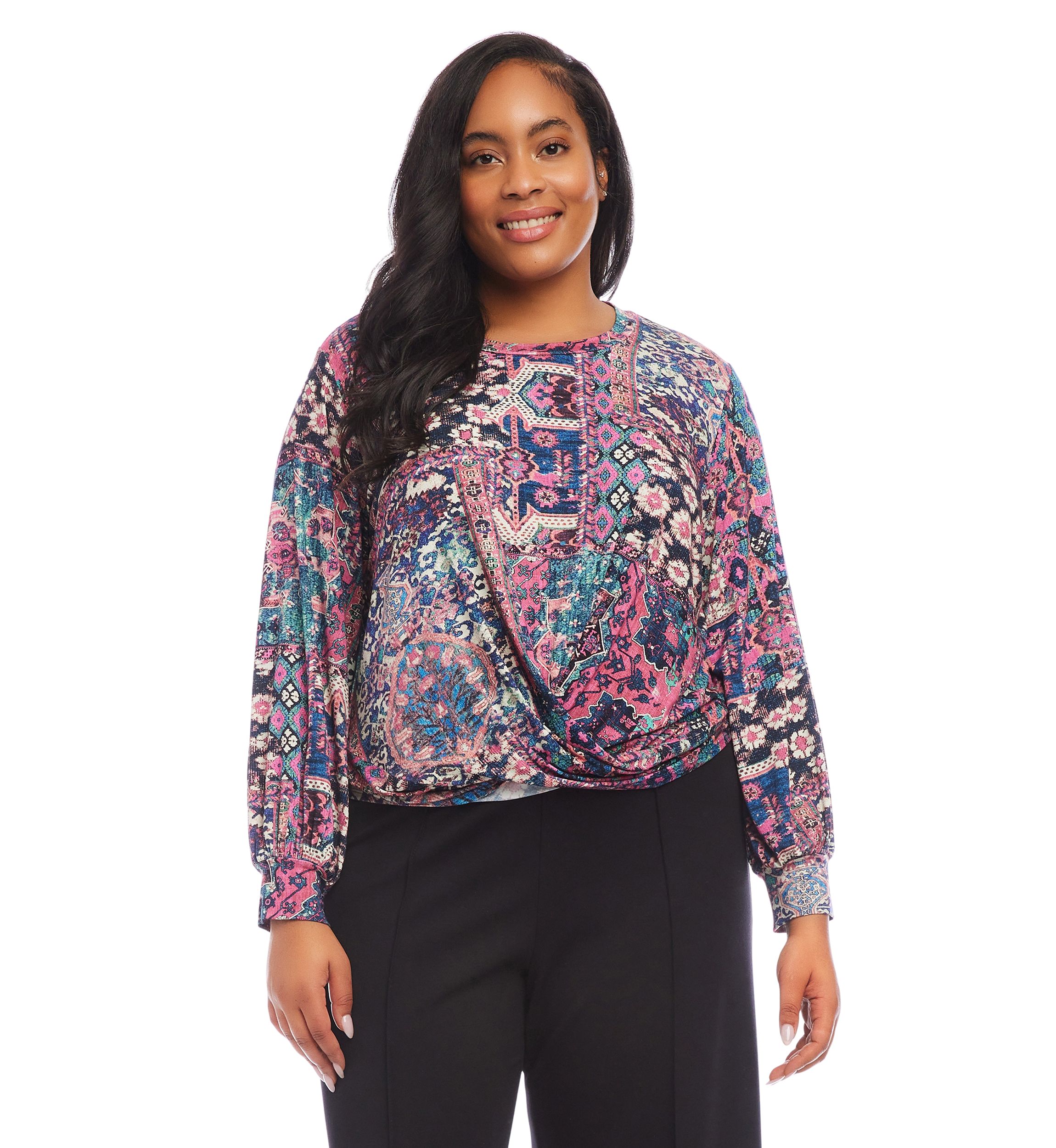 Plus Size Drape Front Top