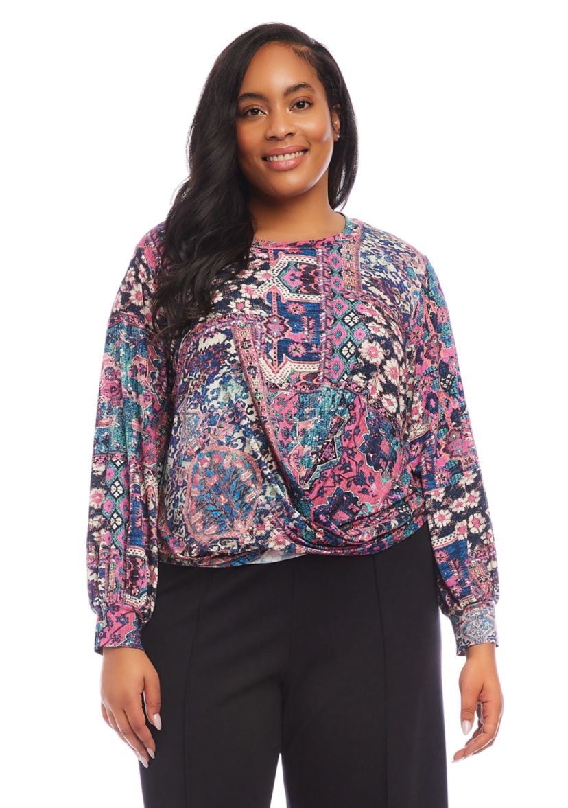 Plus Size Drape Front Top