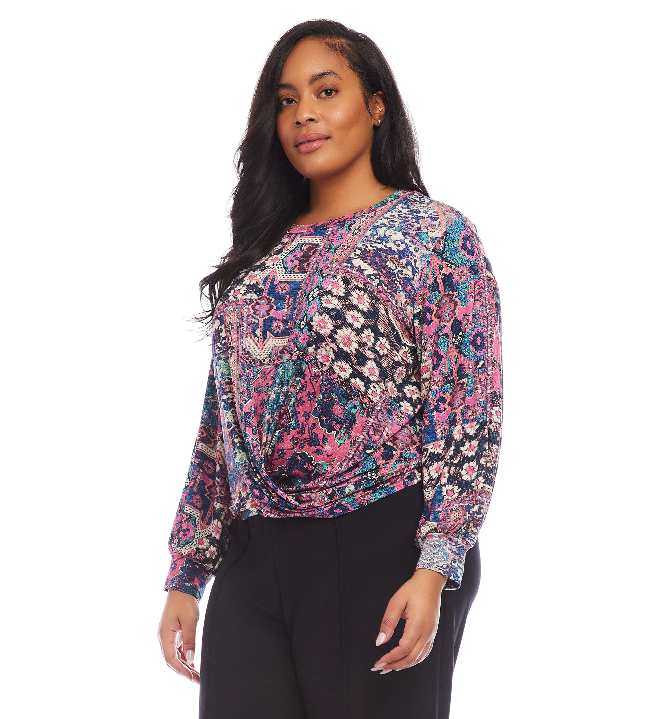 Plus Size Drape Front Top