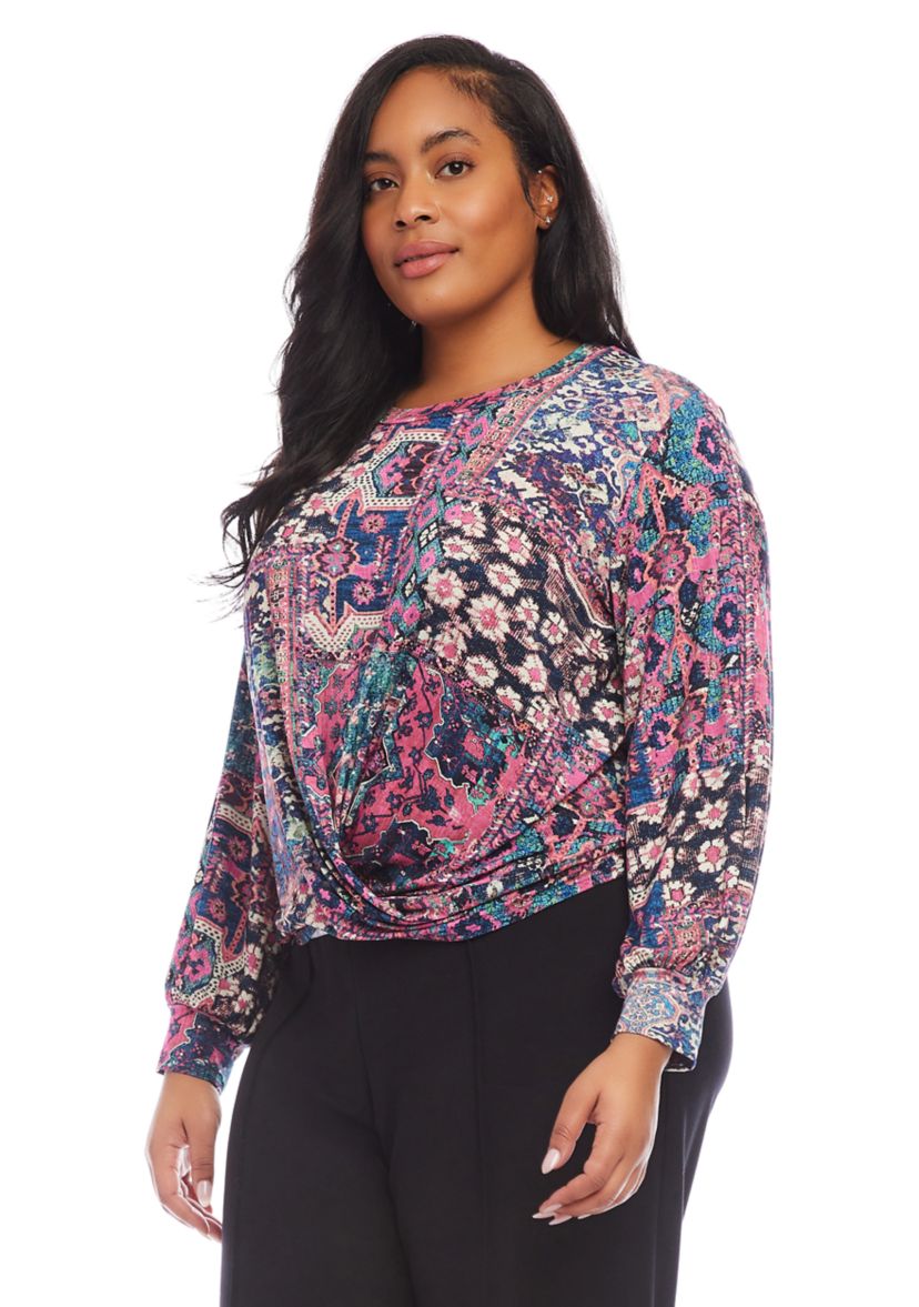 Plus Size Drape Front Top