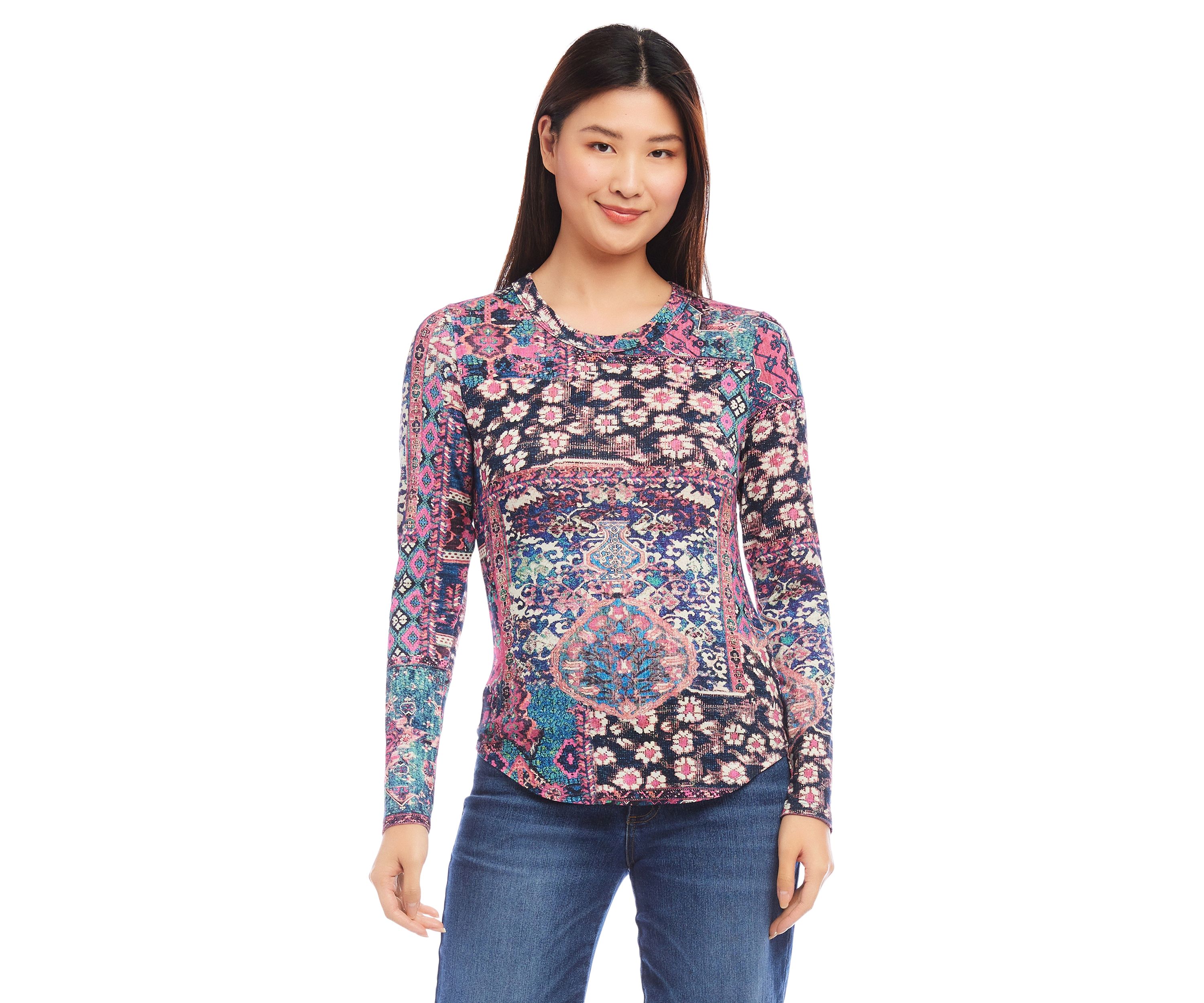 Womens Long Sleeve Crew Neck Top