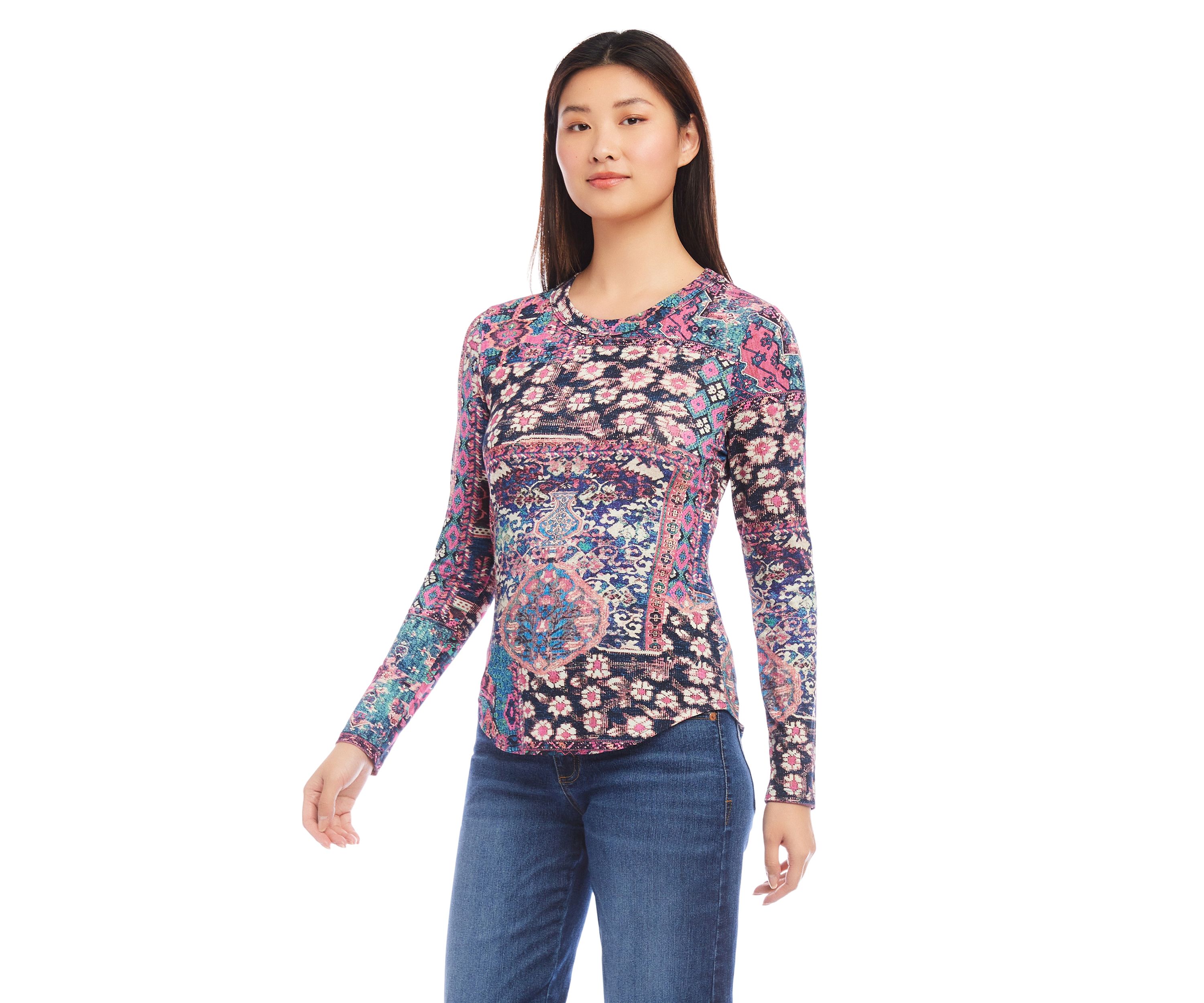Womens Long Sleeve Crew Neck Top