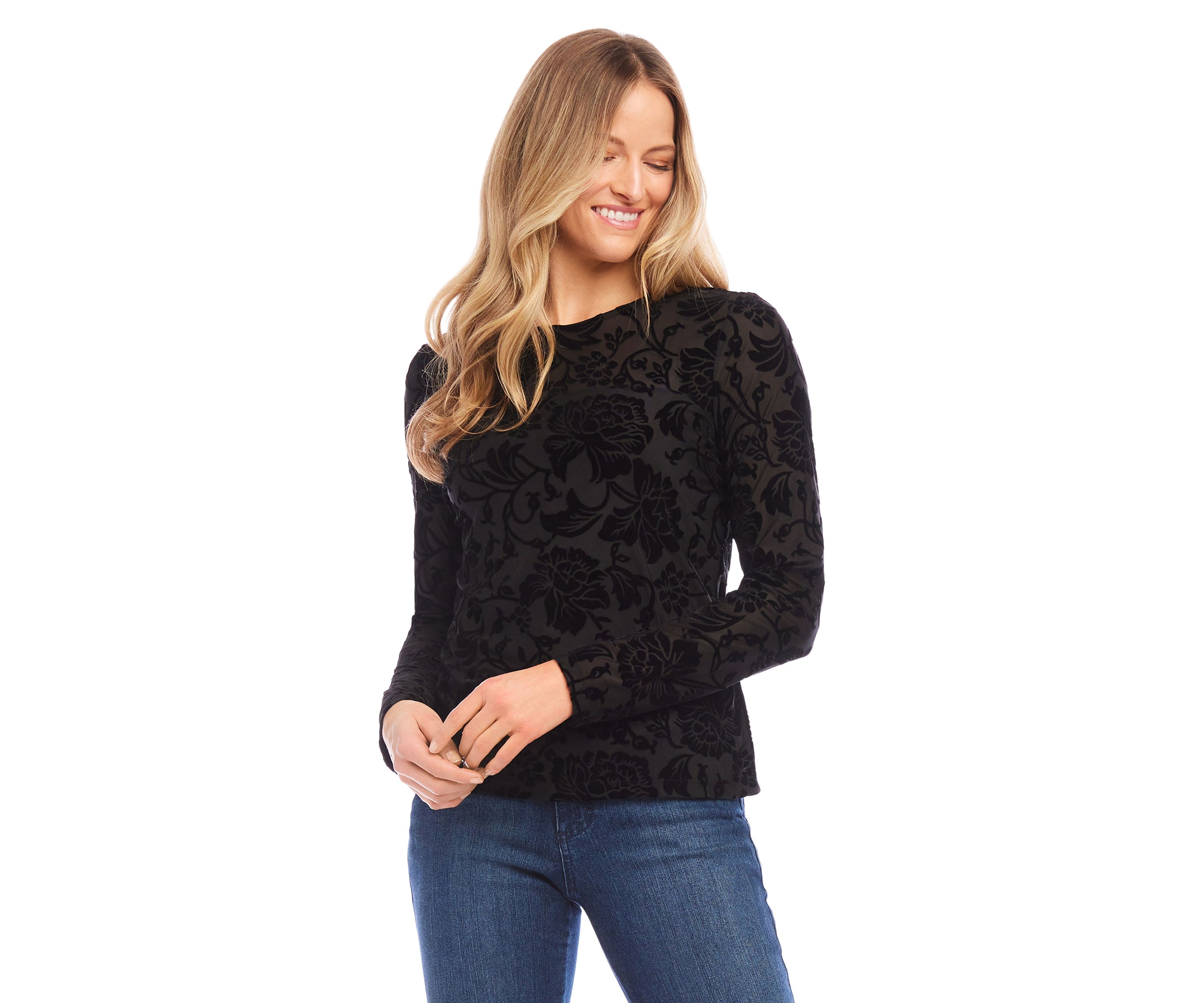Petite Size Velvet Burnout Top