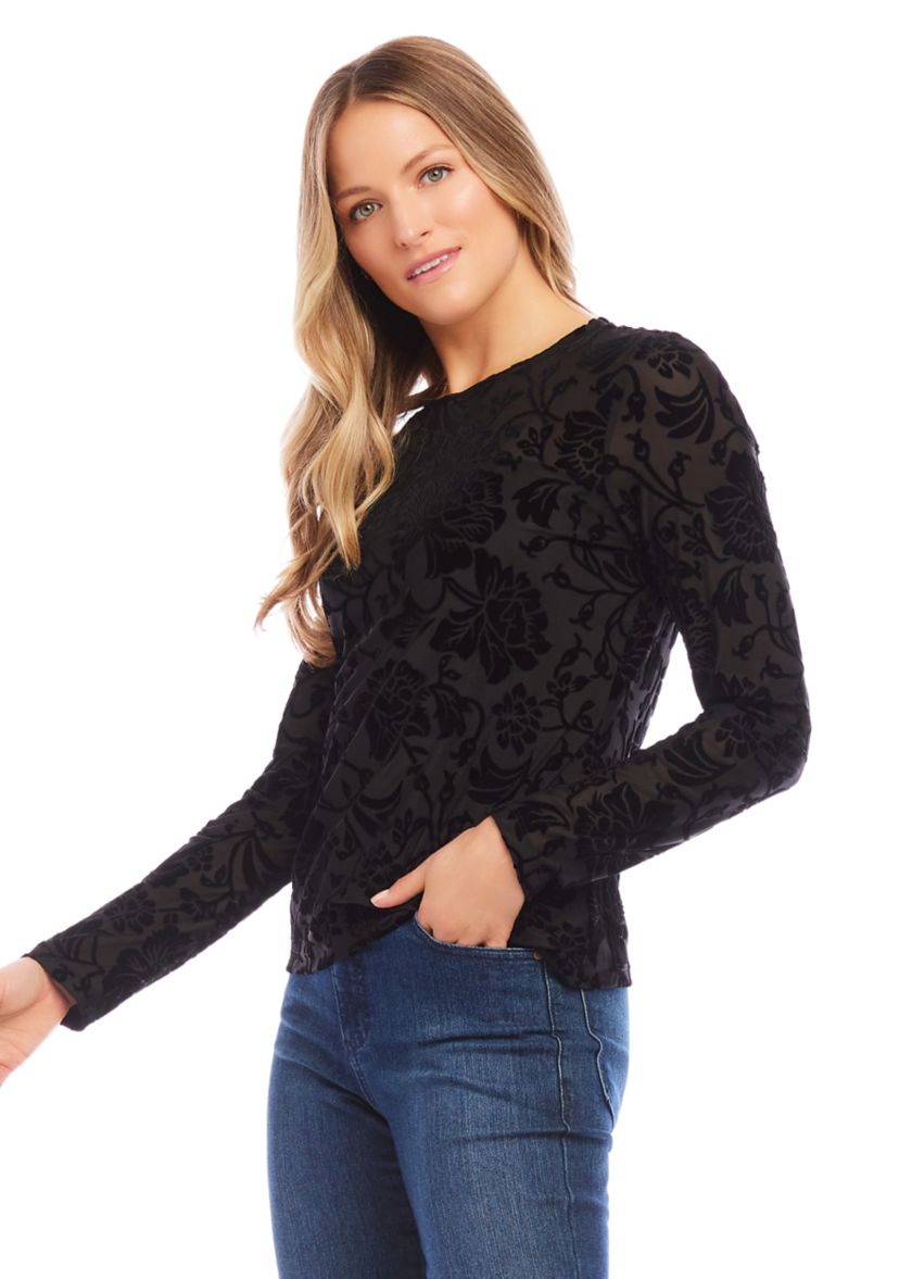 Petite Size Velvet Burnout Top