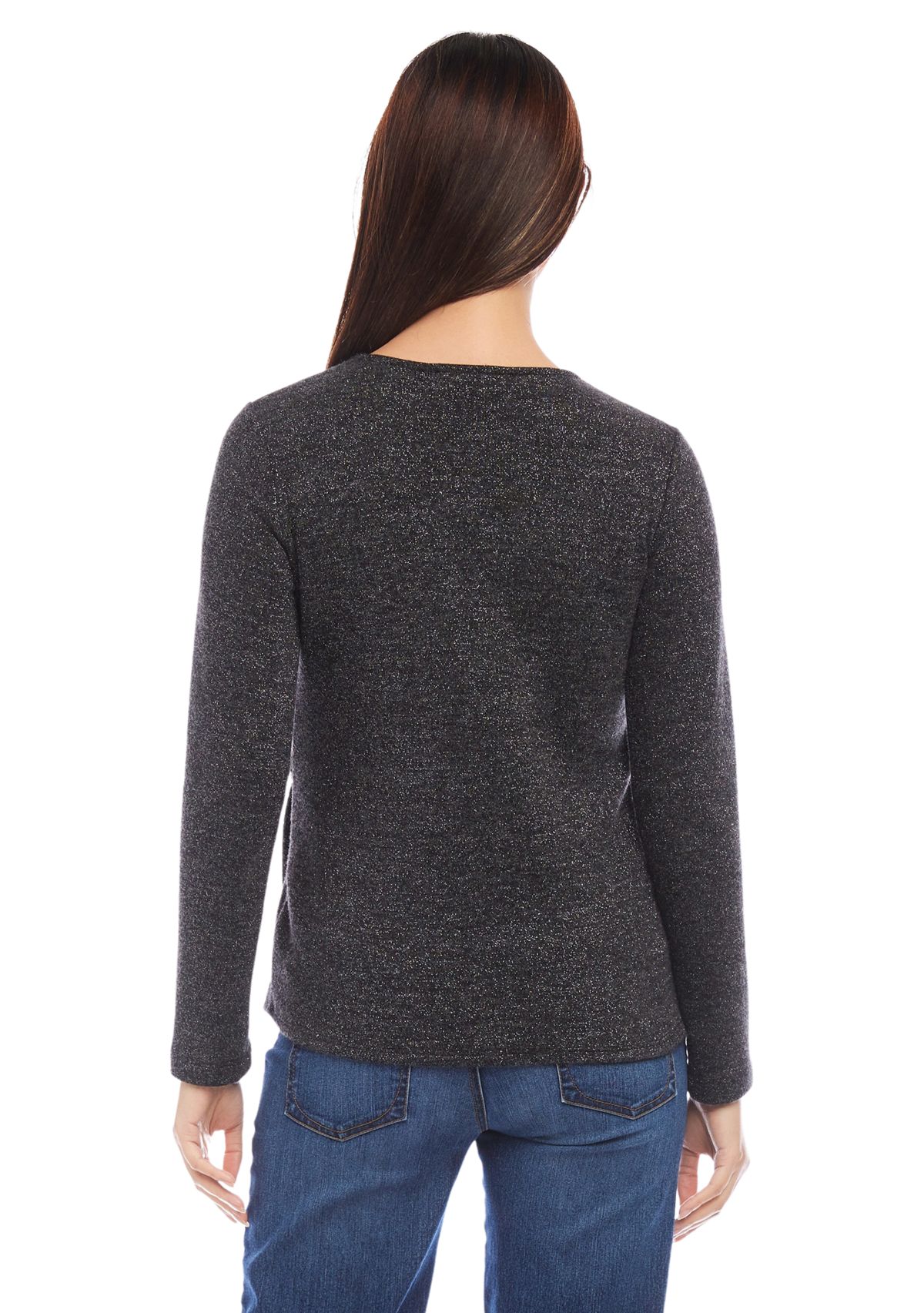 Petite Size Side Tie Metallic Top