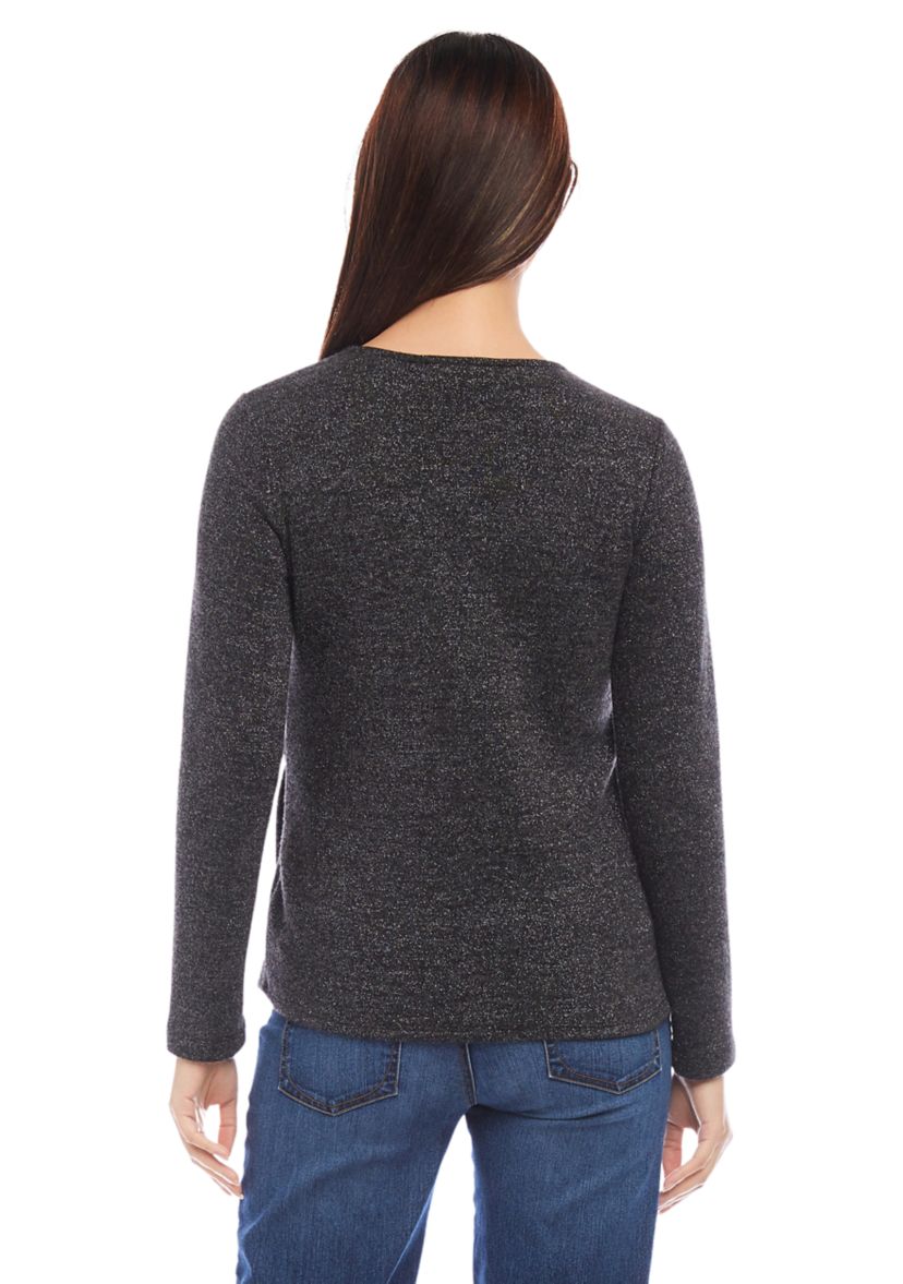 Petite Size Side Tie Metallic Top