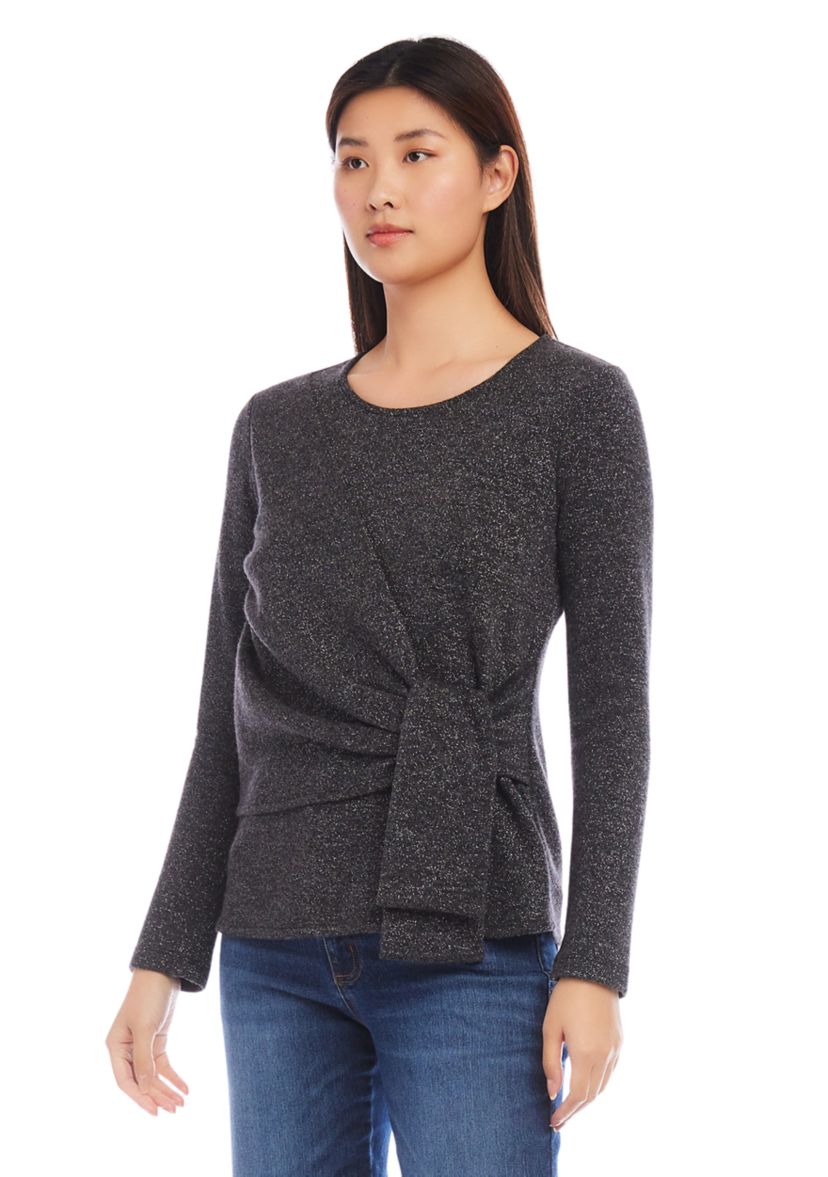 Petite Size Side Tie Metallic Top