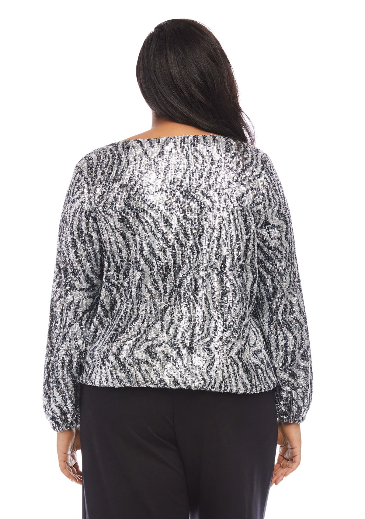 Plus Size Sequin Boatneck Top