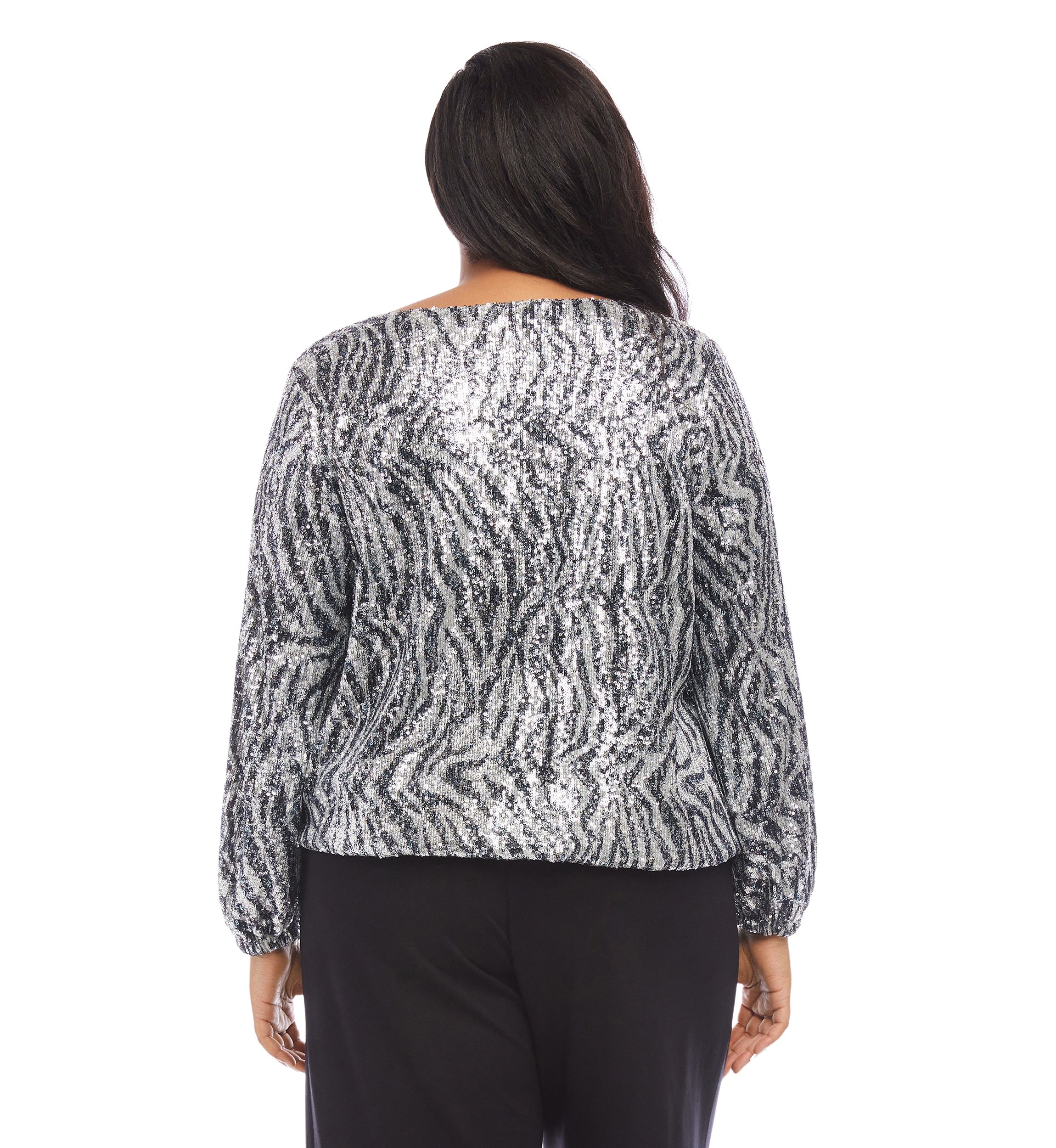 Plus Size Sequin Boatneck Top