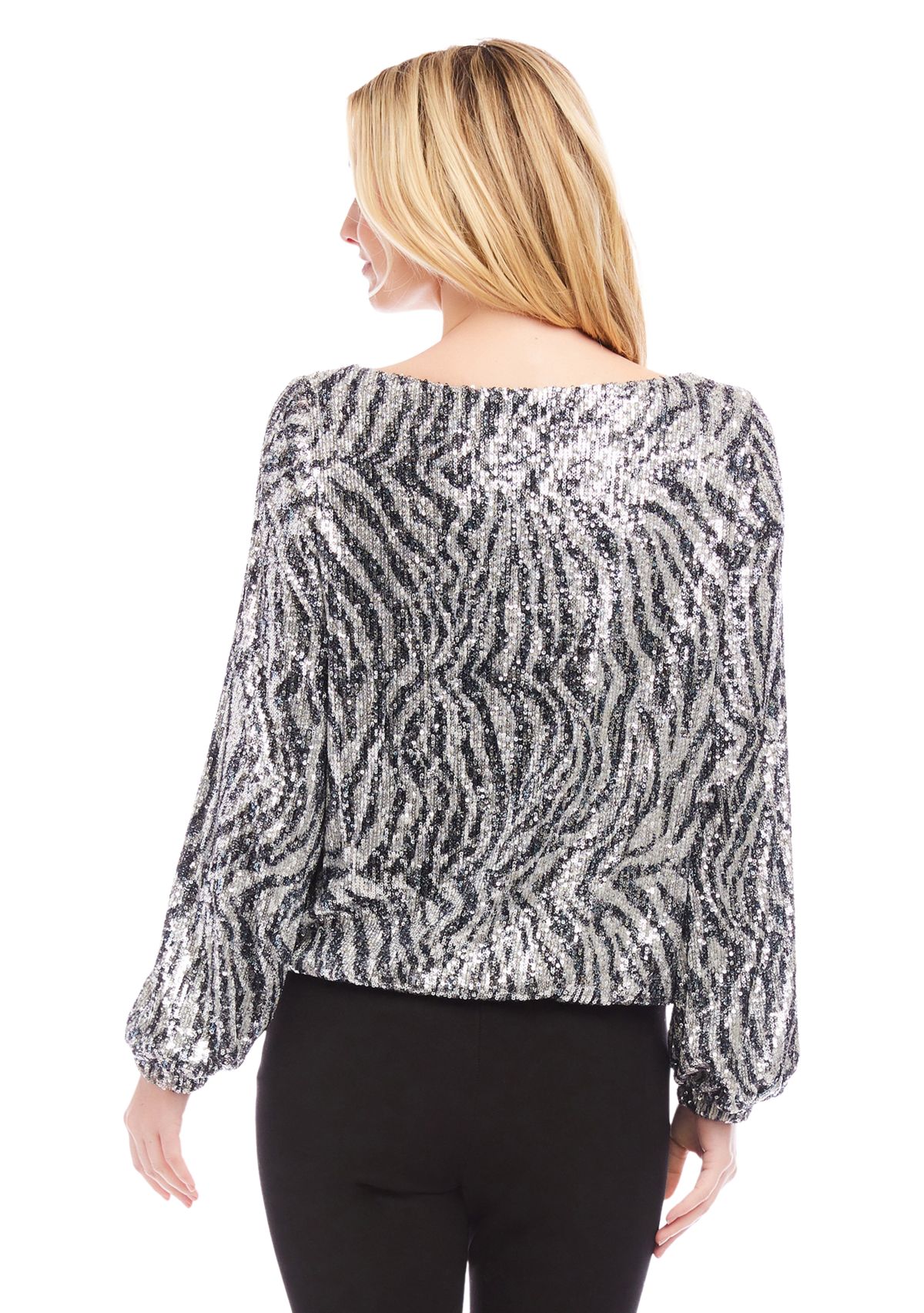 Womens Sequin Boat Neck Top