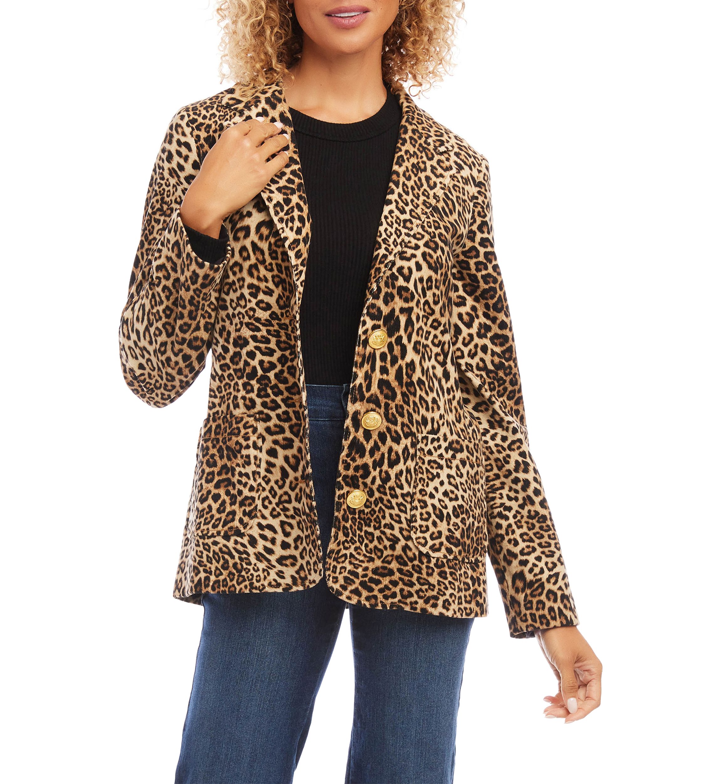 Petite Size Leopard Corduroy Jacket
