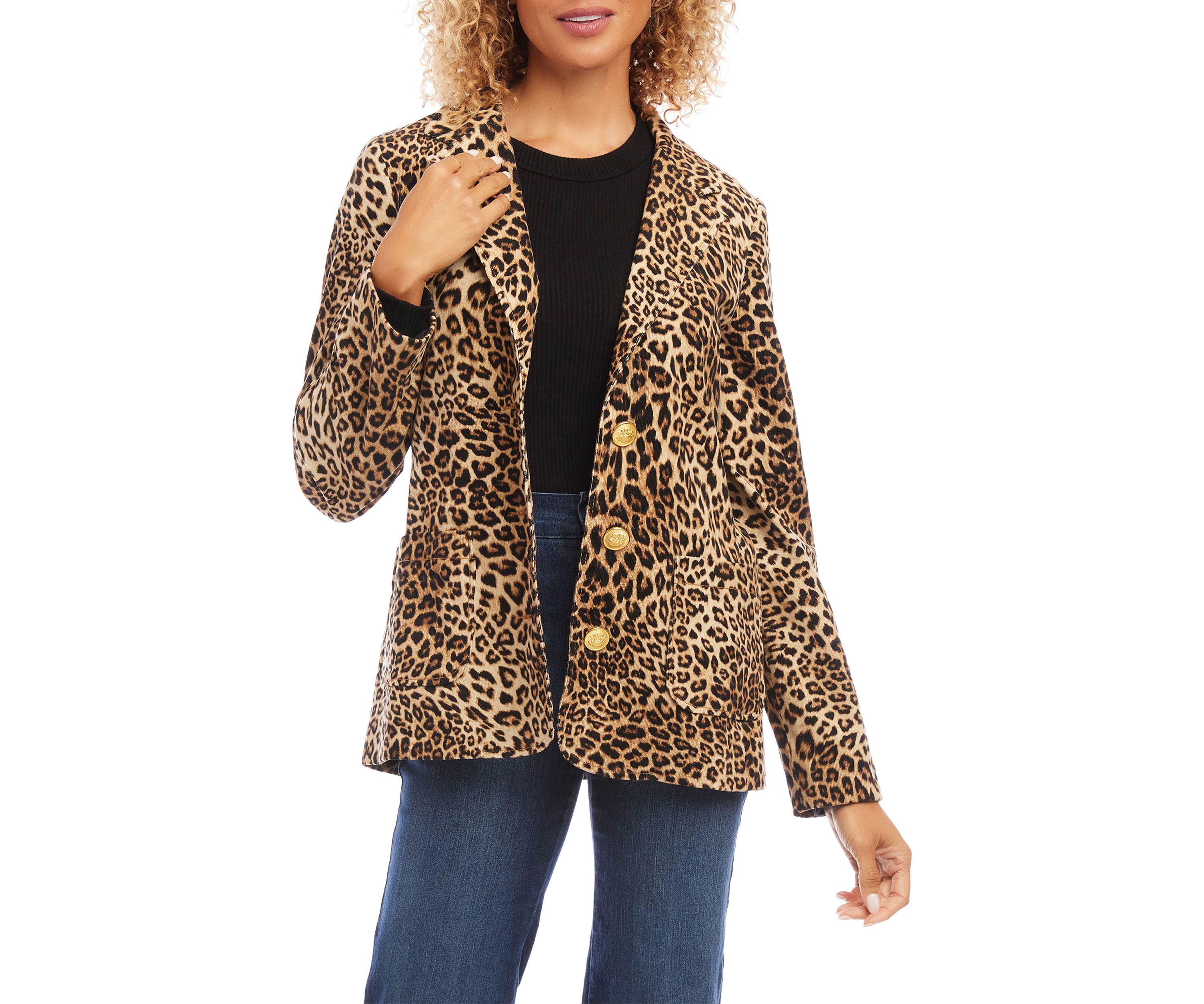 Petite Size Leopard Corduroy Jacket