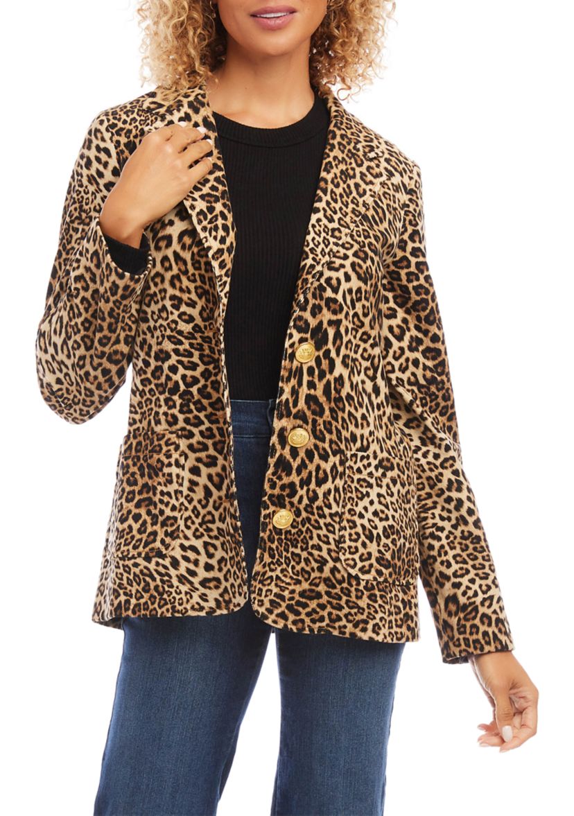 Petite Size Leopard Corduroy Jacket
