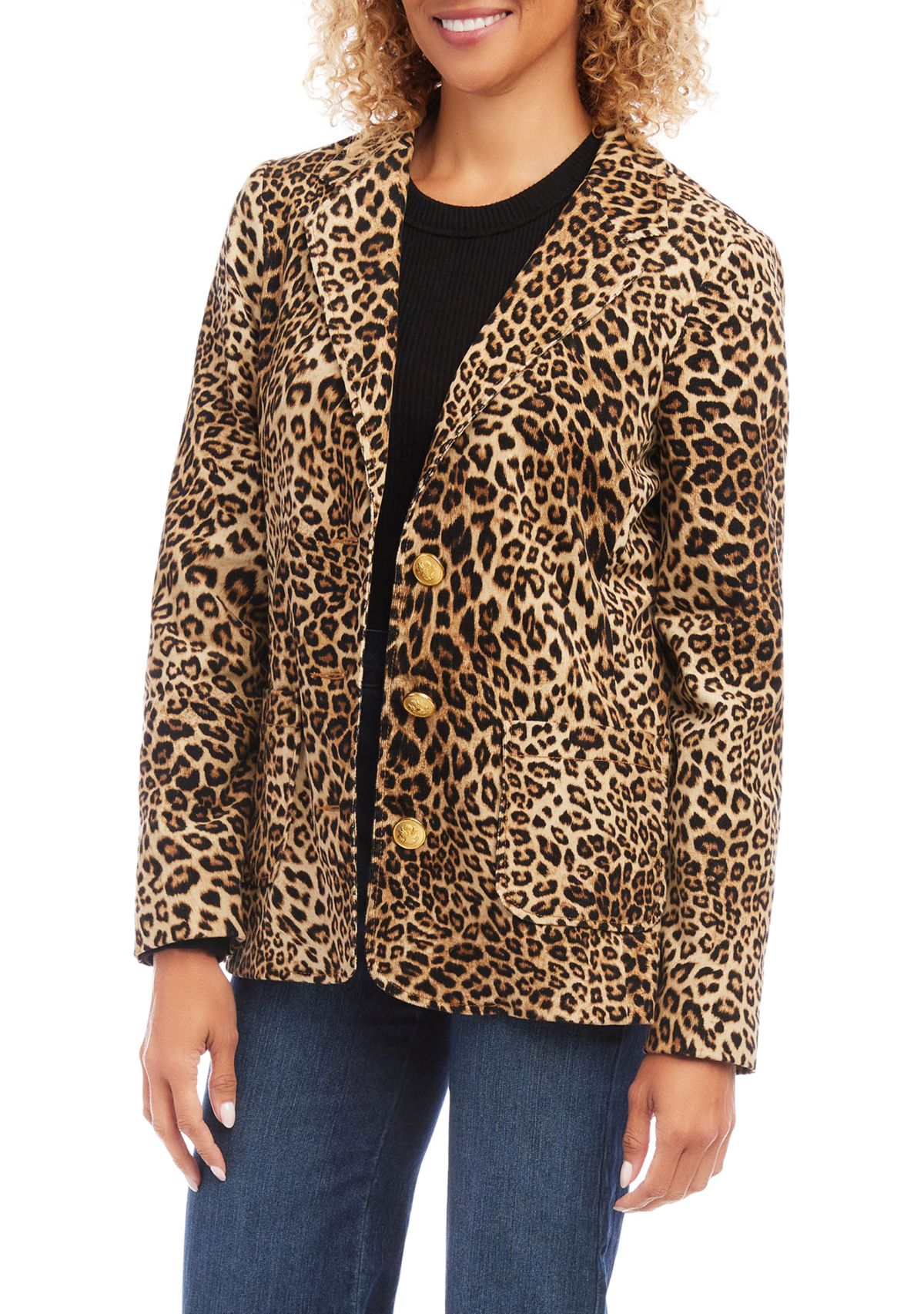 Petite Size Leopard Corduroy Jacket