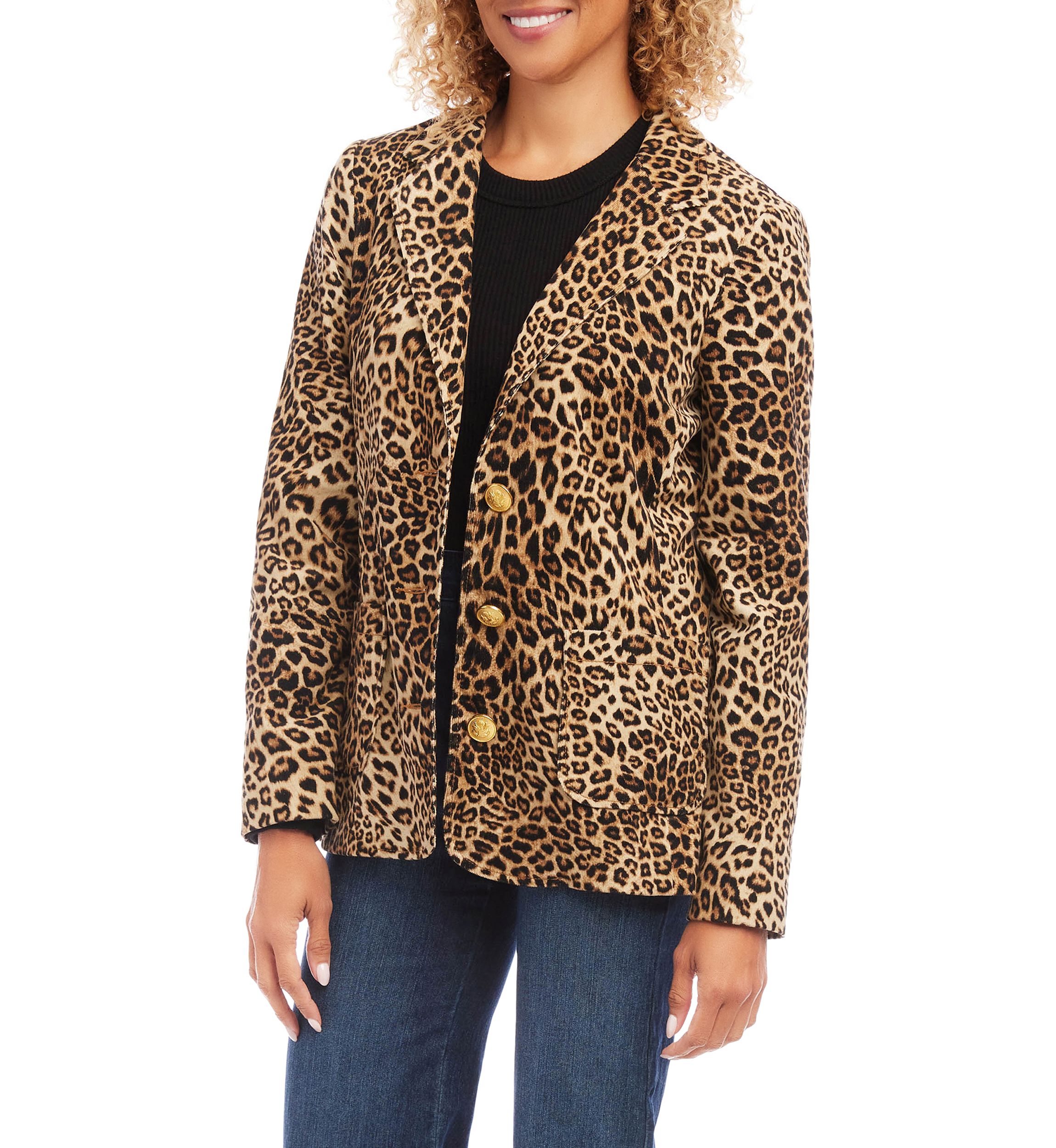 Petite Size Leopard Corduroy Jacket