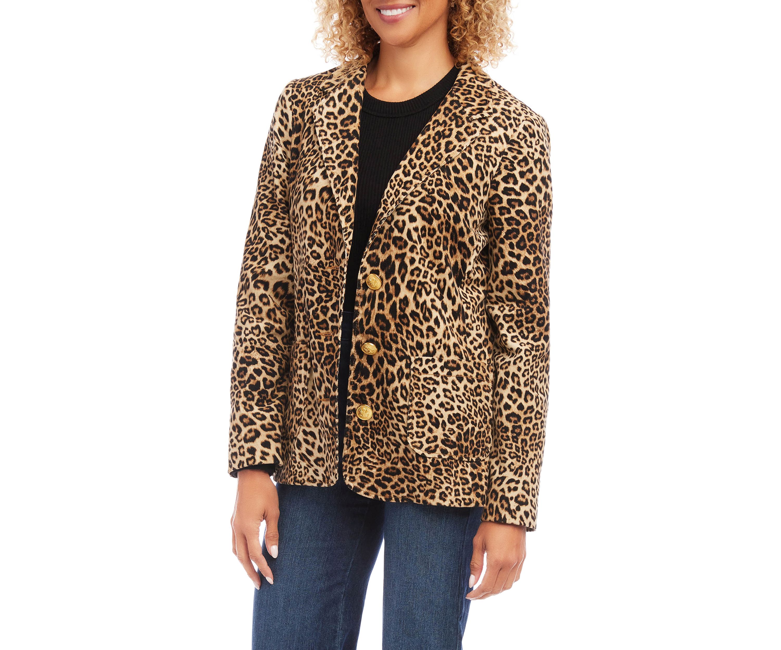Petite Size Leopard Corduroy Jacket