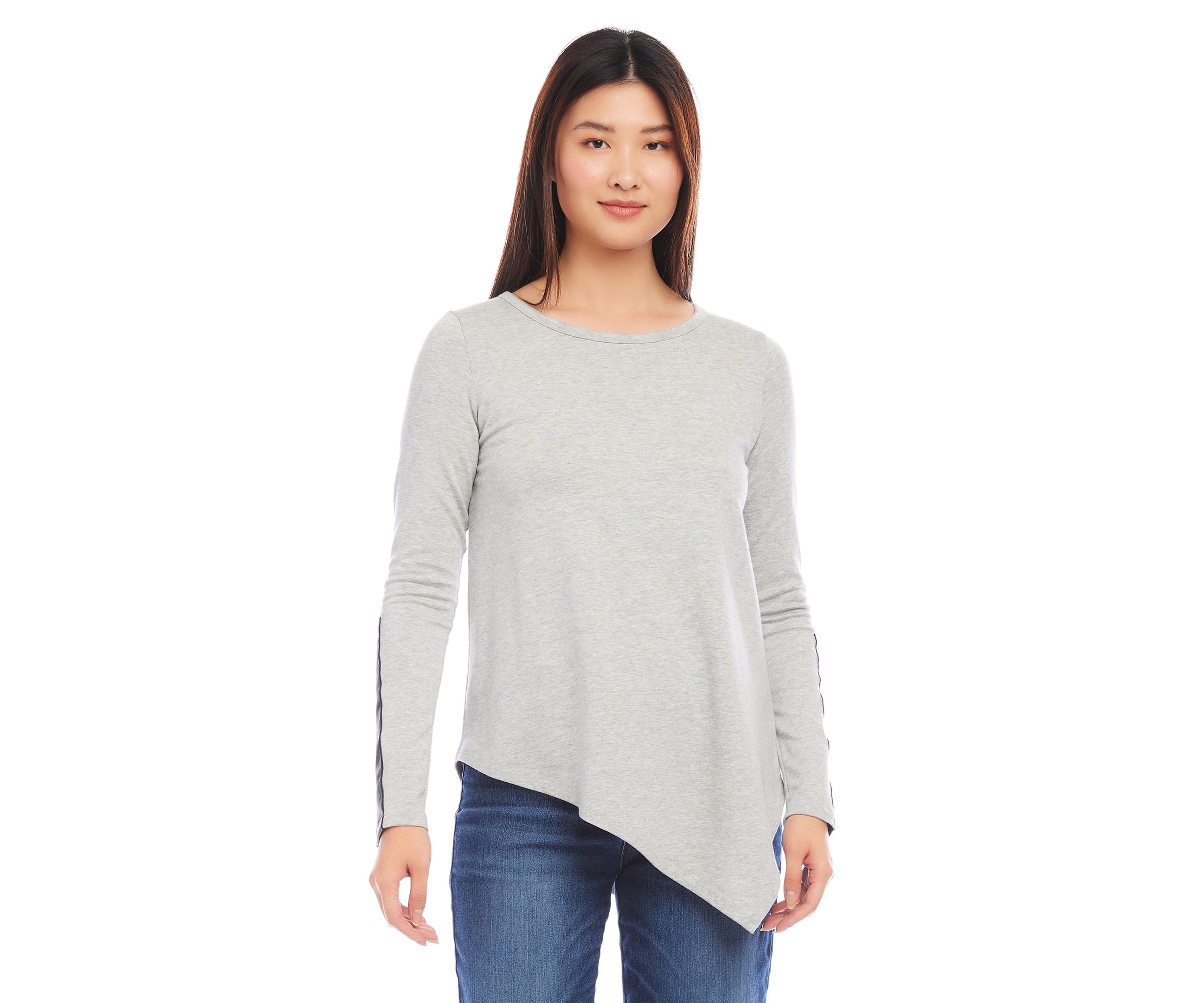 Womens Vegan Leather Trim Top