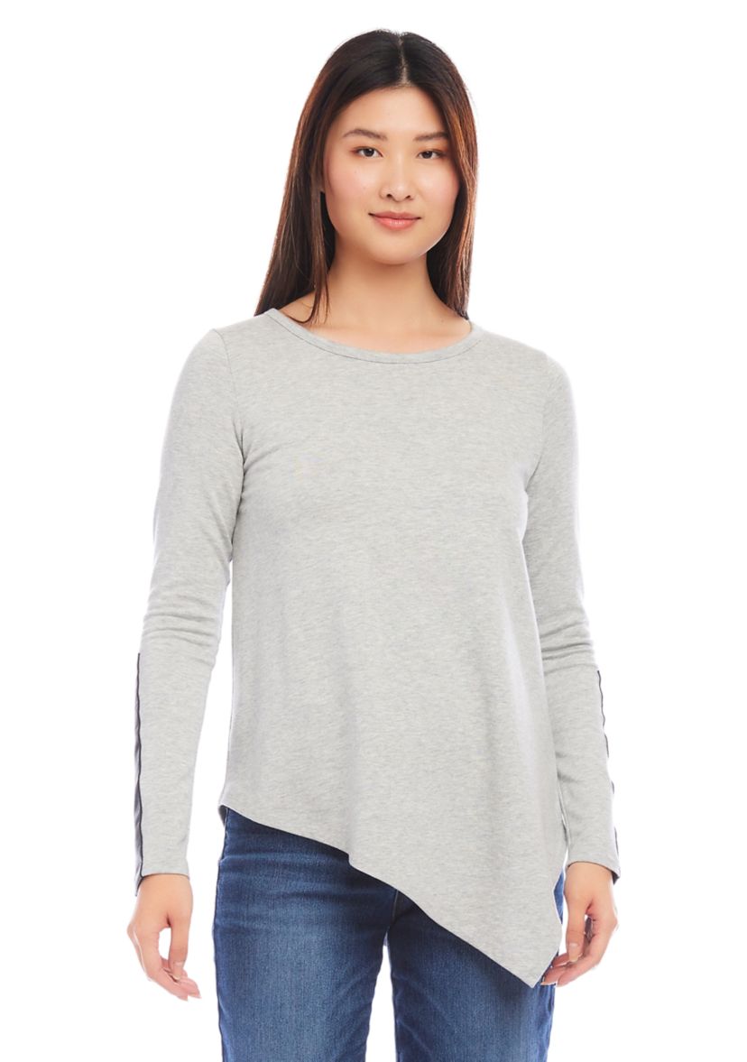 Womens Vegan Leather Trim Top