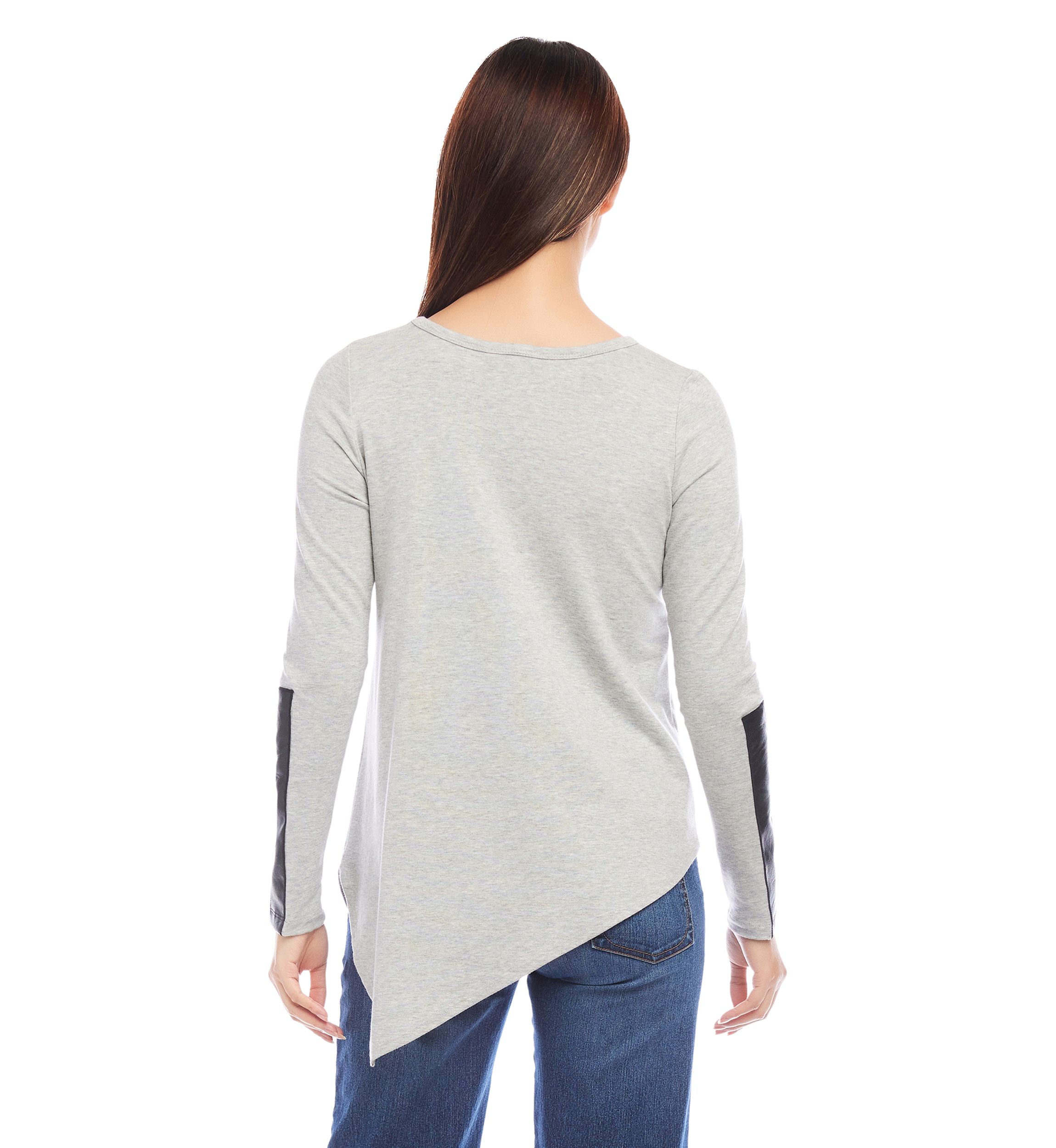Womens Vegan Leather Trim Top