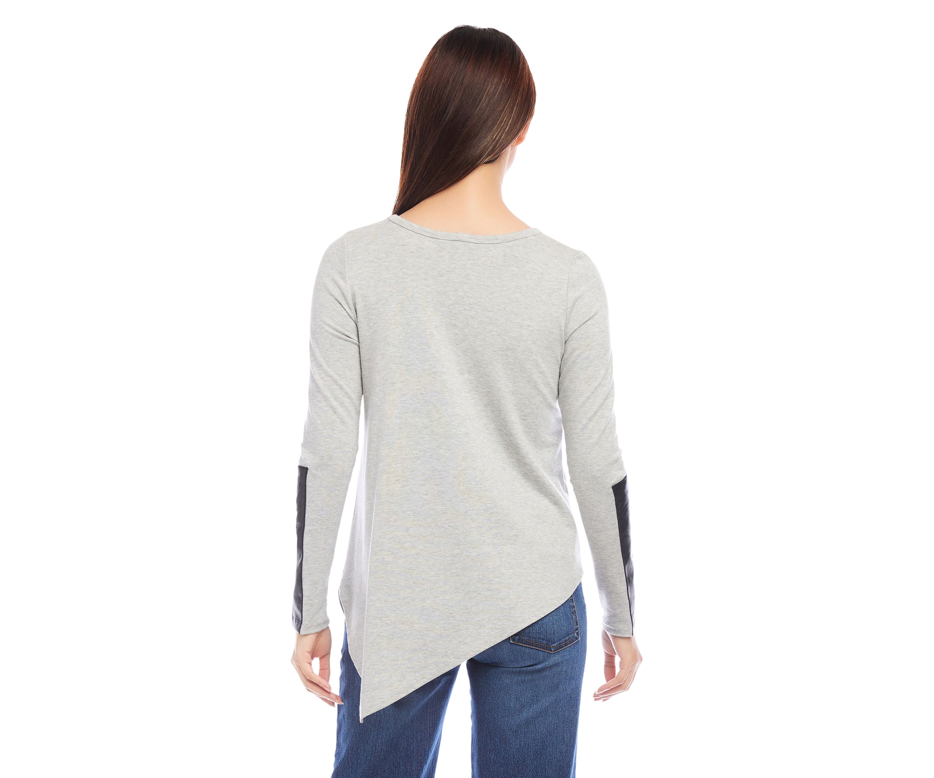 Womens Vegan Leather Trim Top