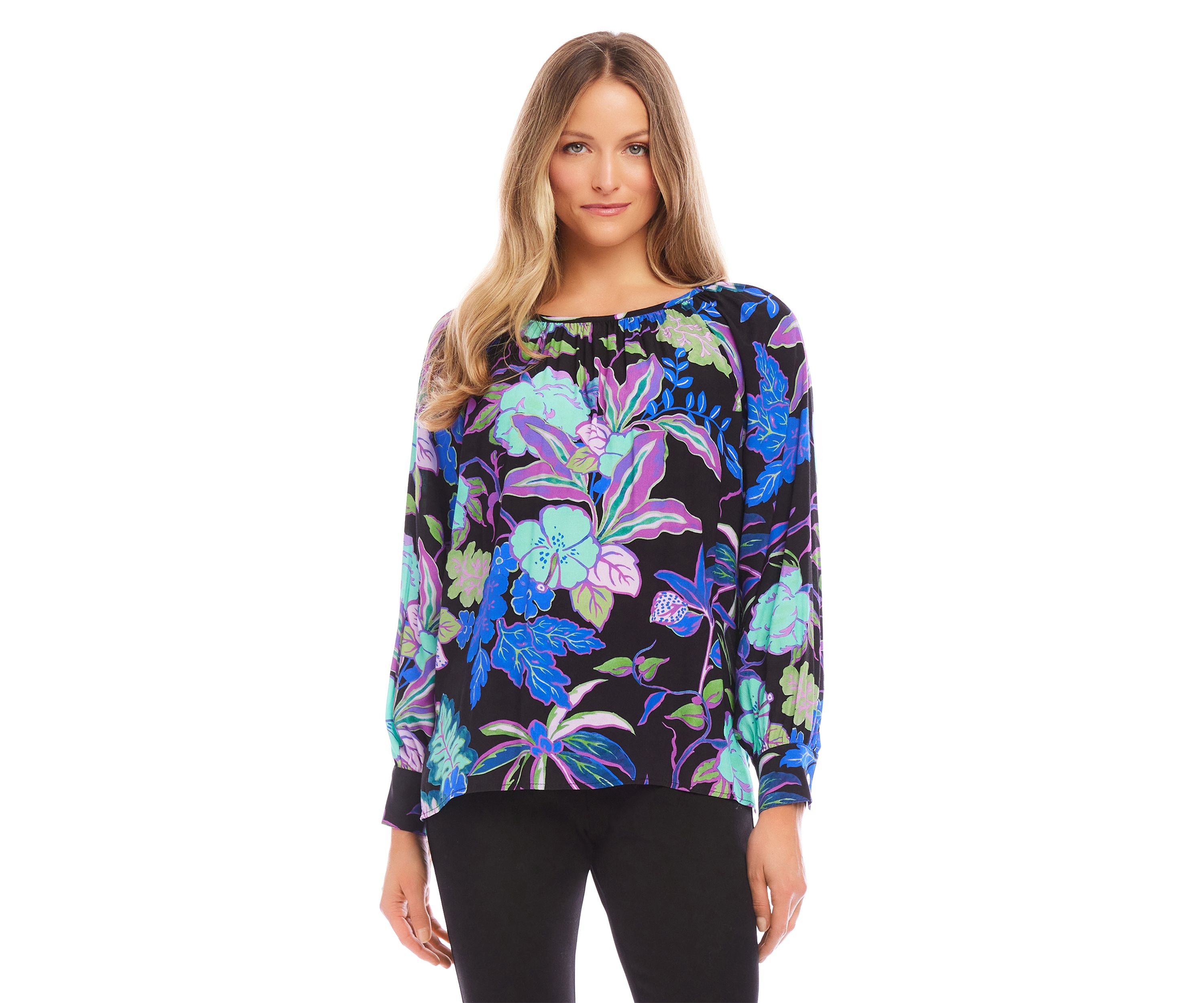 Womens Long Sleeve Peasant Top