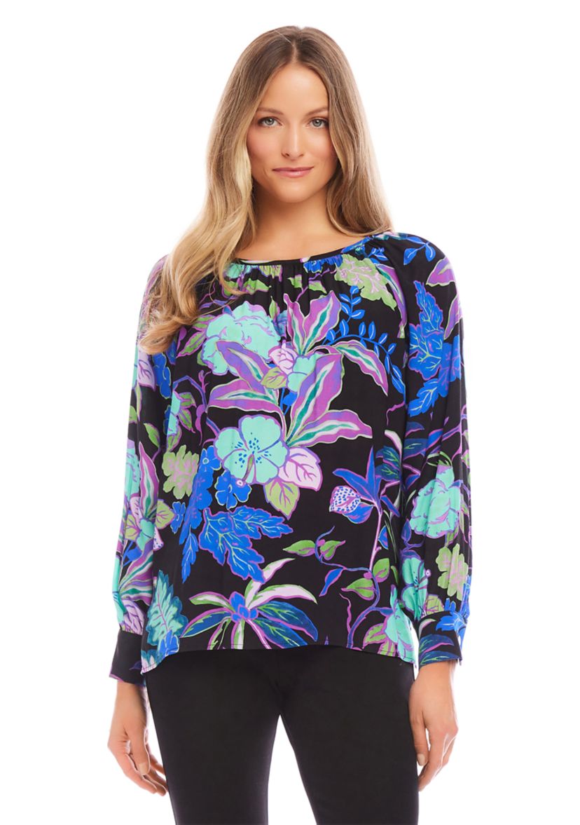 Womens Long Sleeve Peasant Top