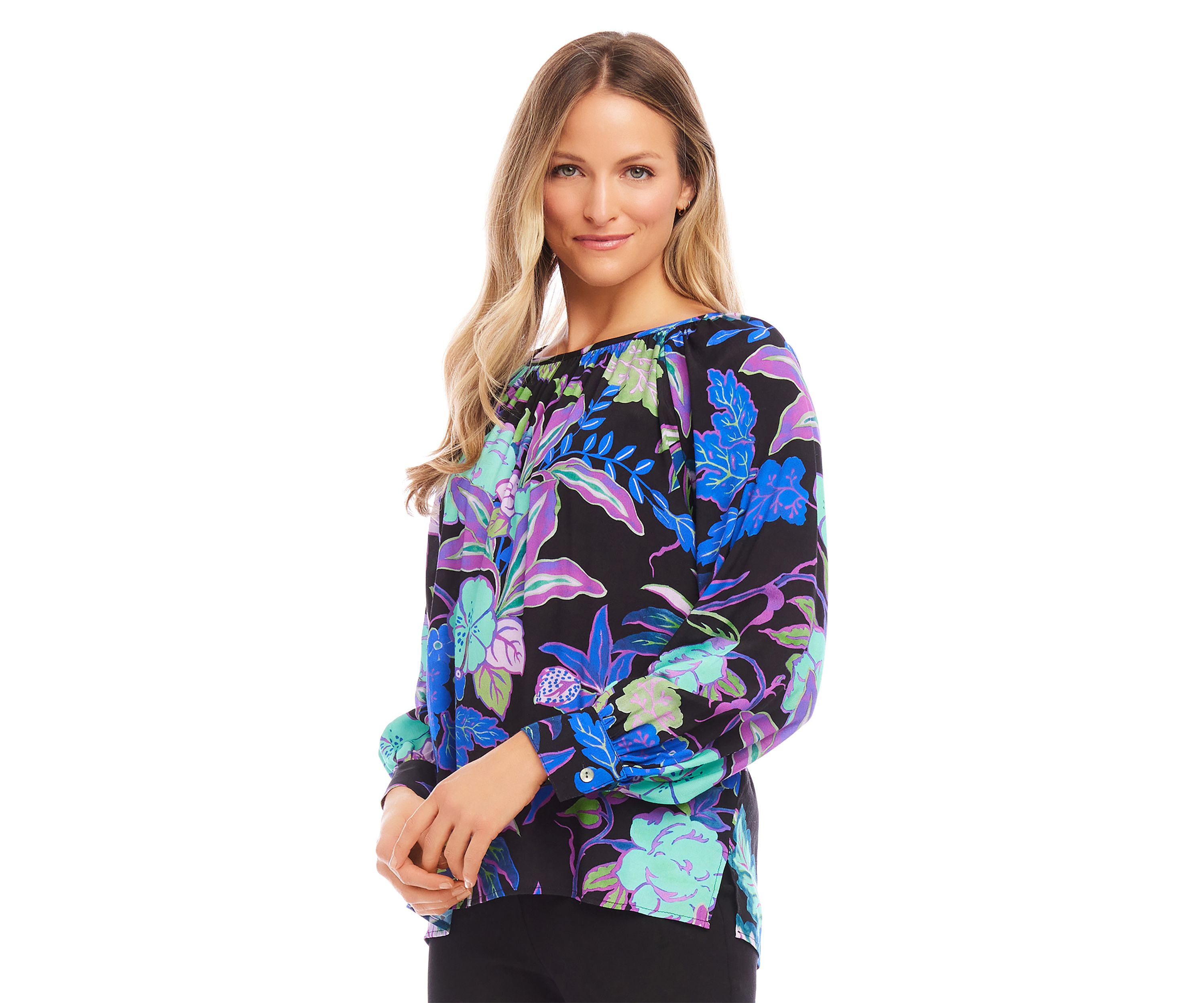Womens Long Sleeve Peasant Top