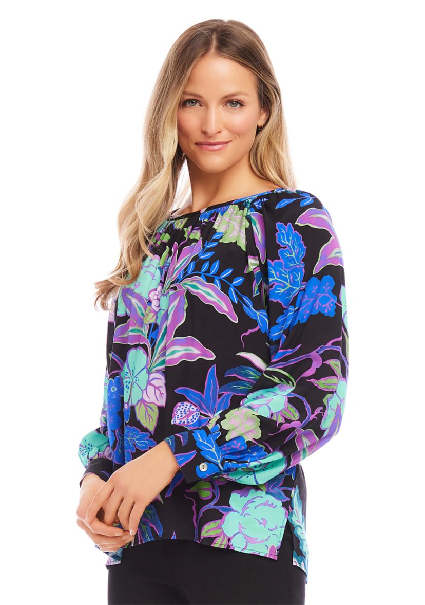 Womens Long Sleeve Peasant Top