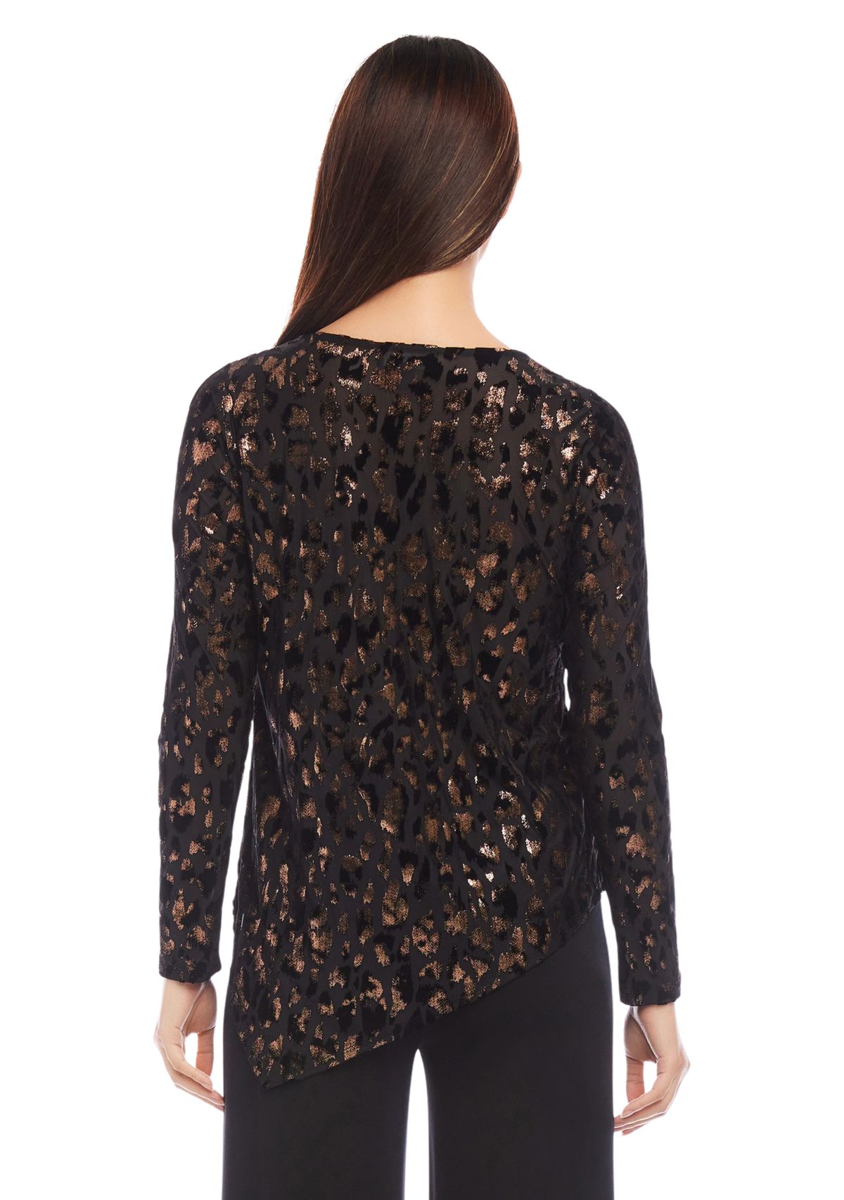 Petite Size Velvet Burnout Asymmetric Top