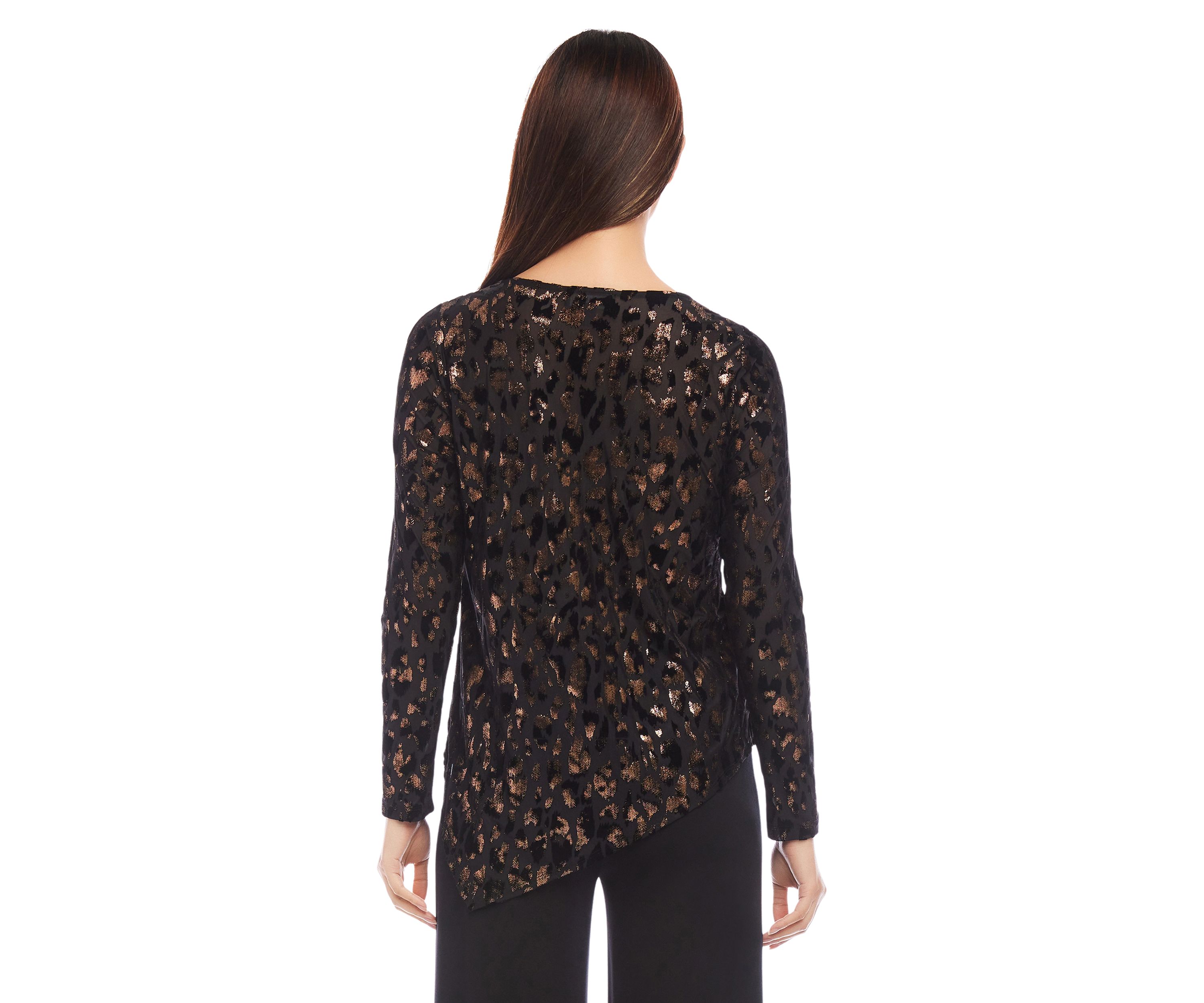 Petite Size Velvet Burnout Asymmetric Top