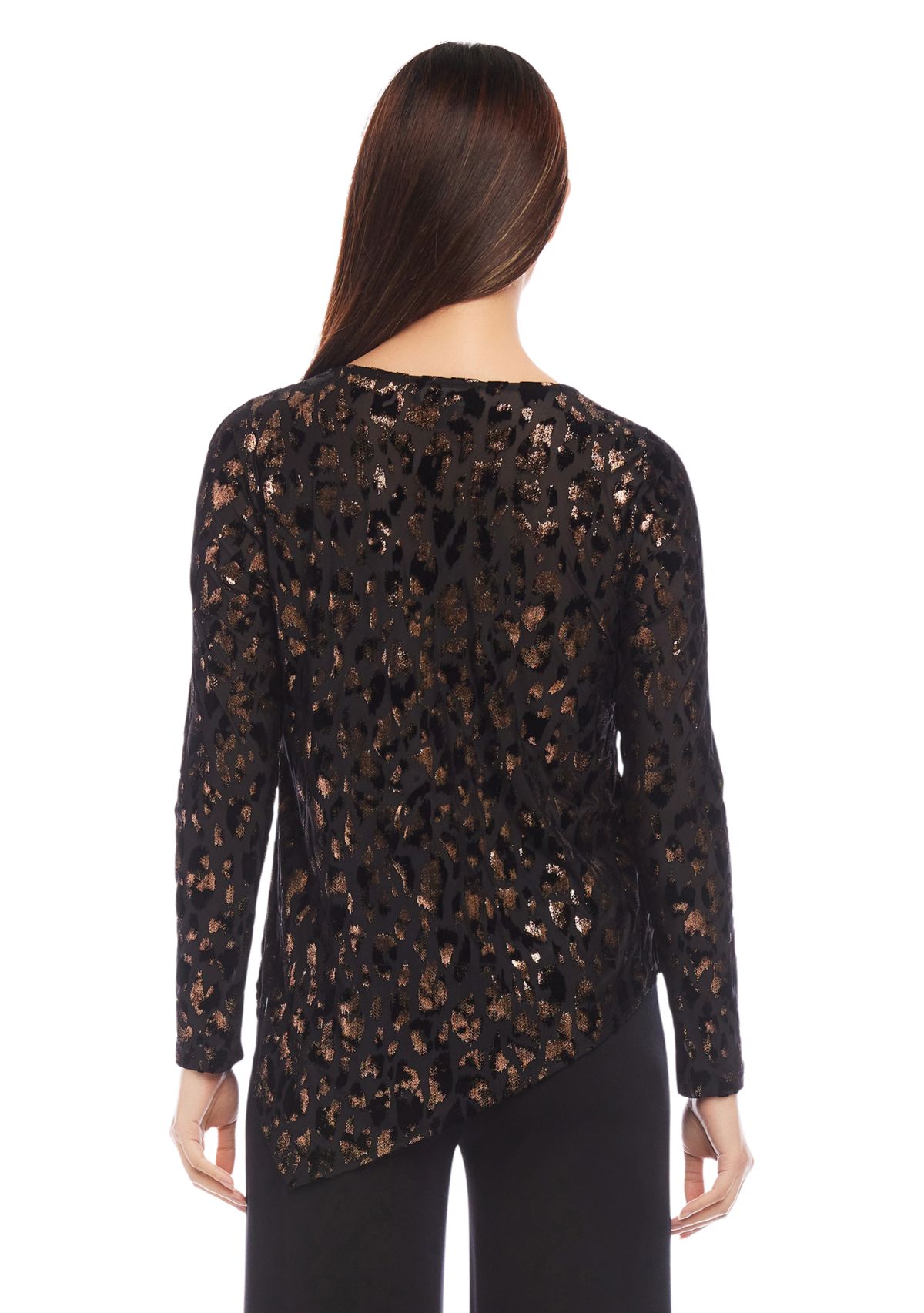 Womens Velvet Burnout Asymmetric Top