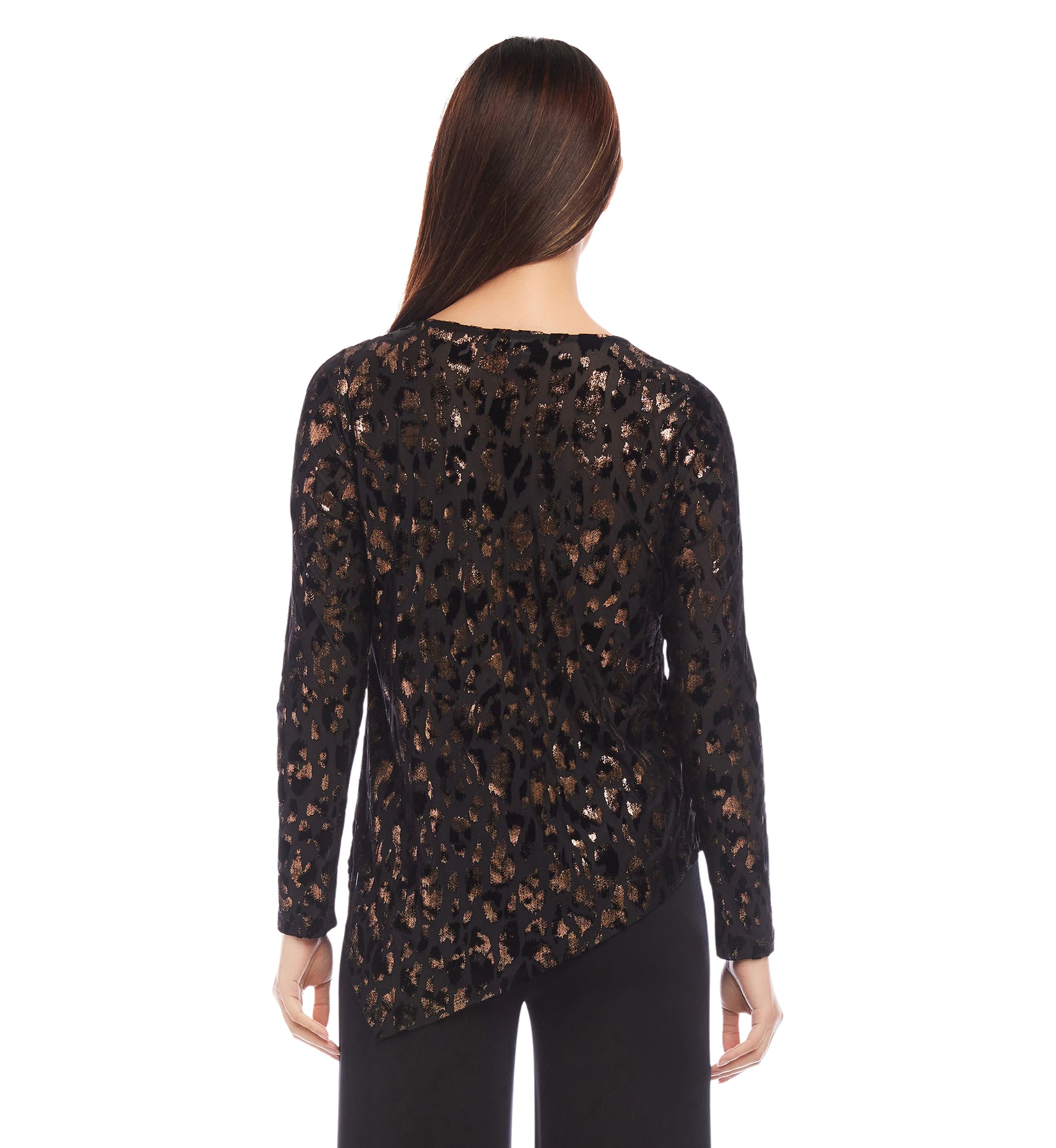 Womens Velvet Burnout Asymmetric Top