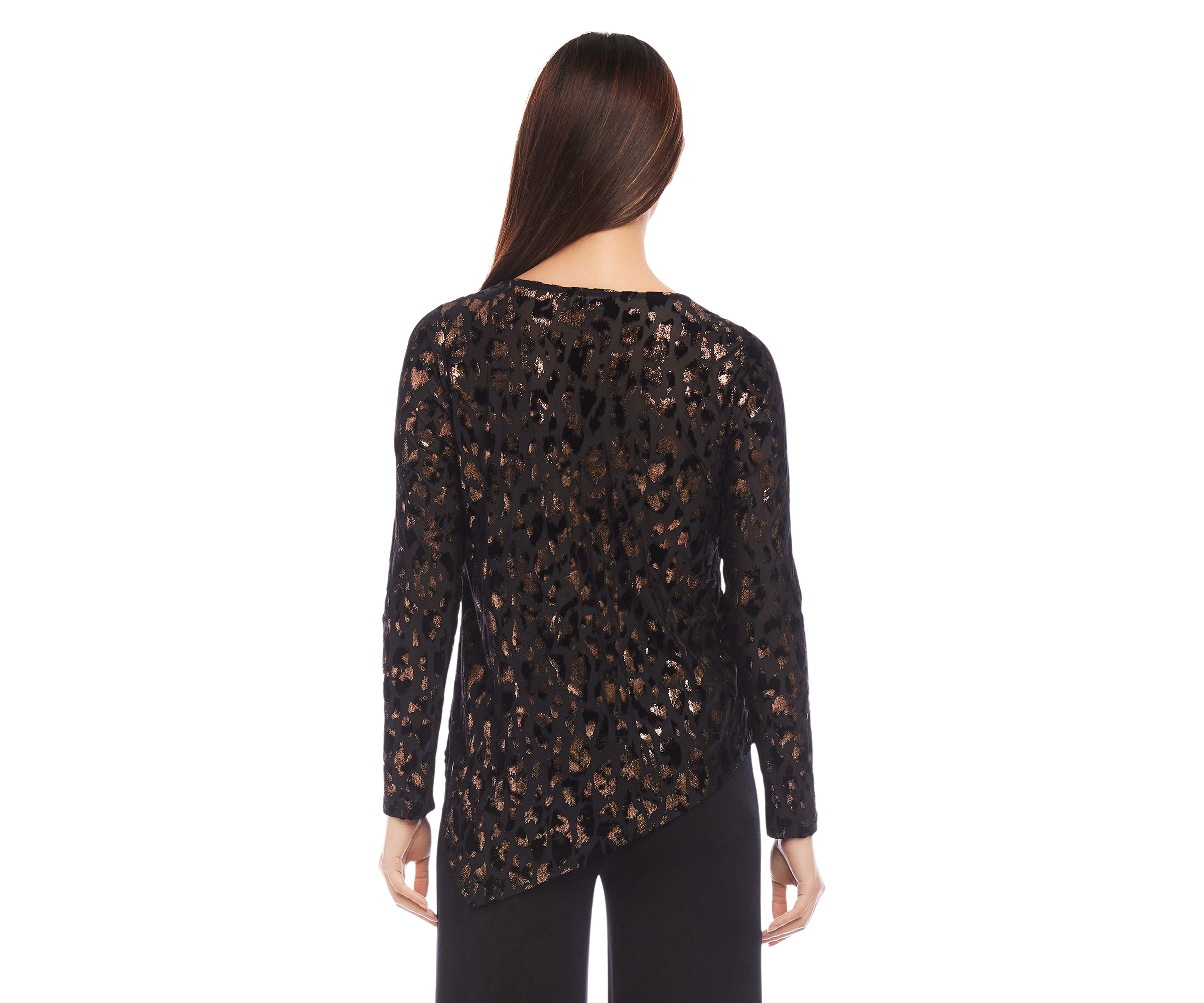 Womens Velvet Burnout Asymmetric Top