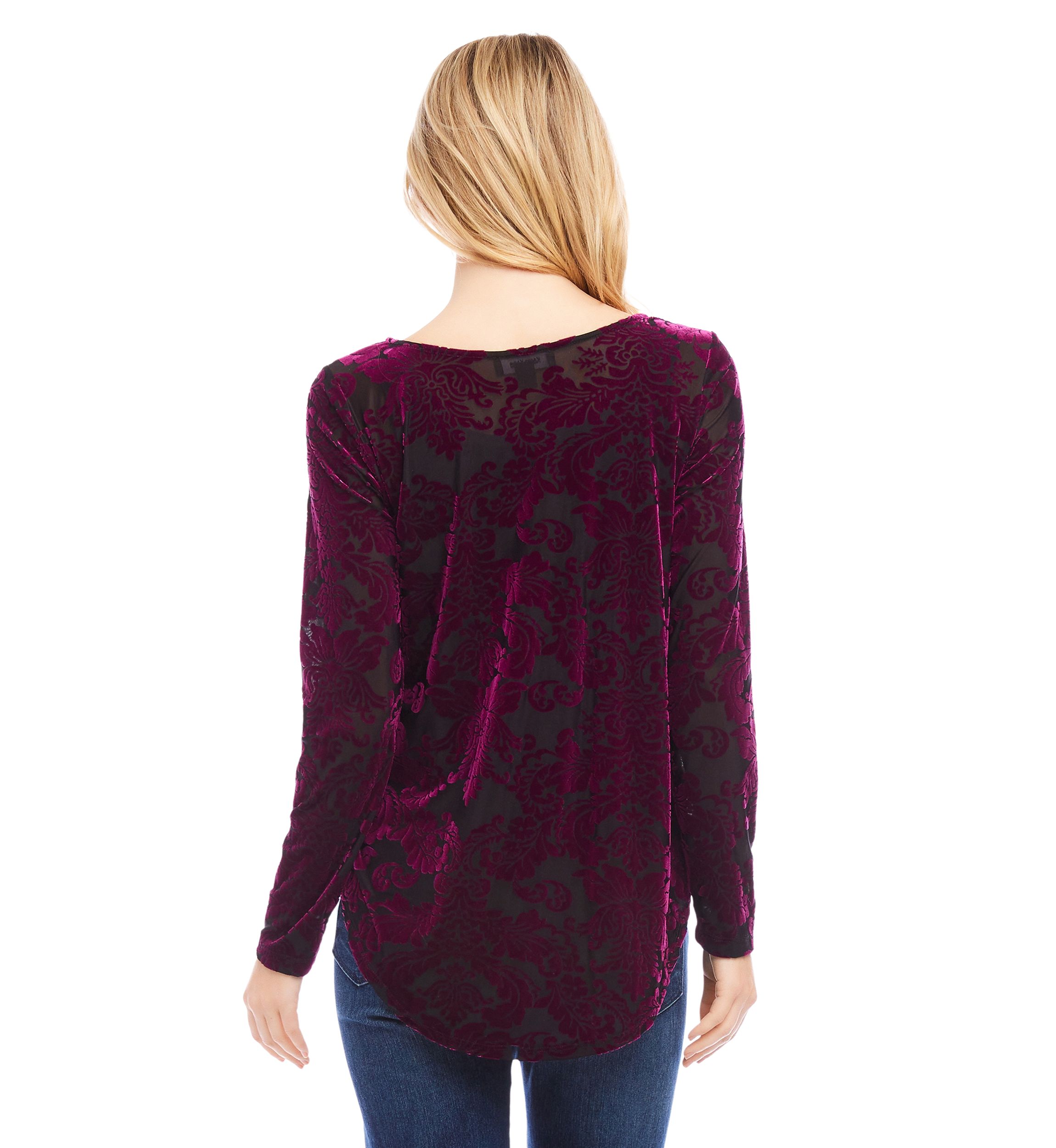 Petite Velvet Burnout Shirttail Top