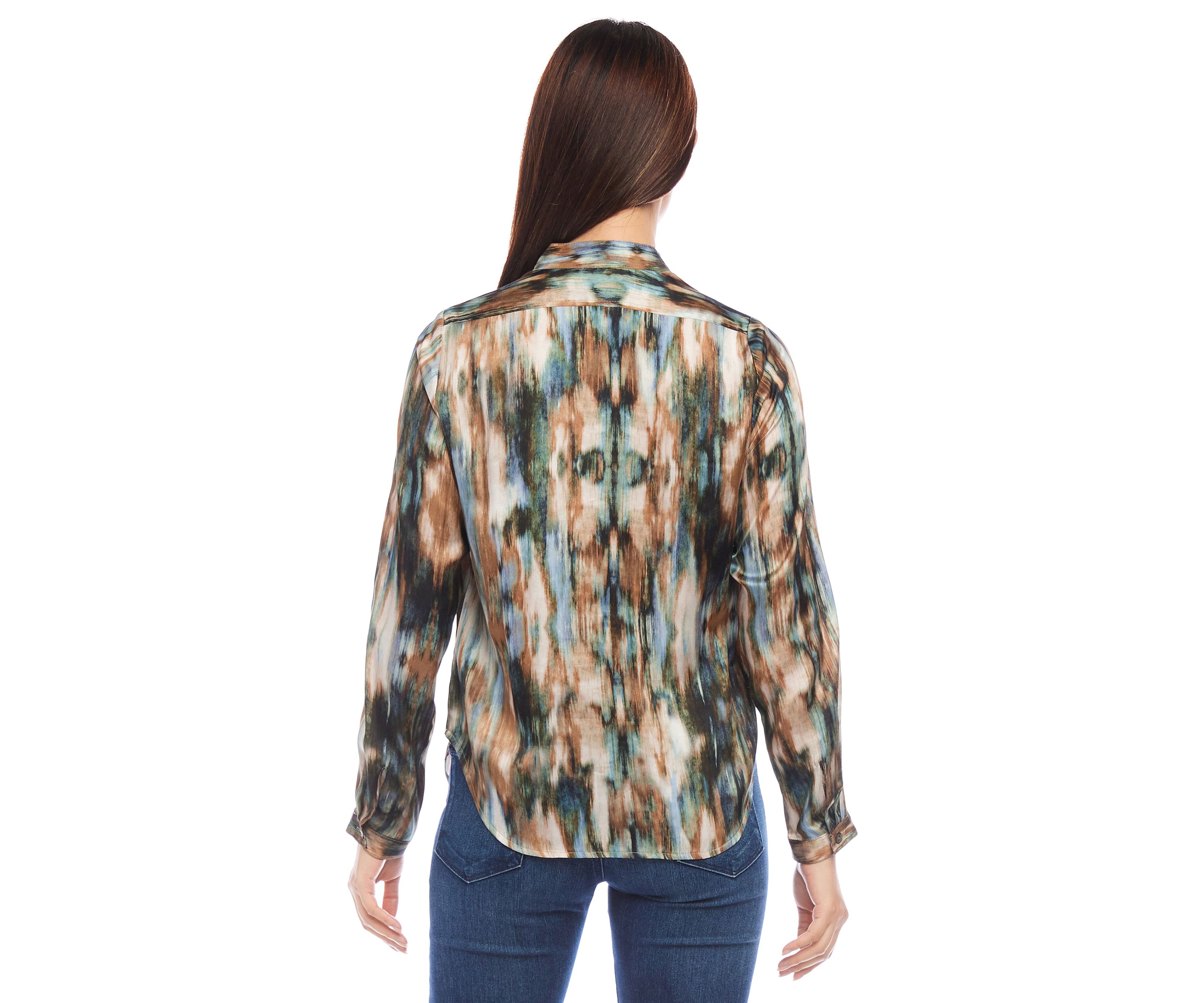 Womens Long Sleeve Placket Top