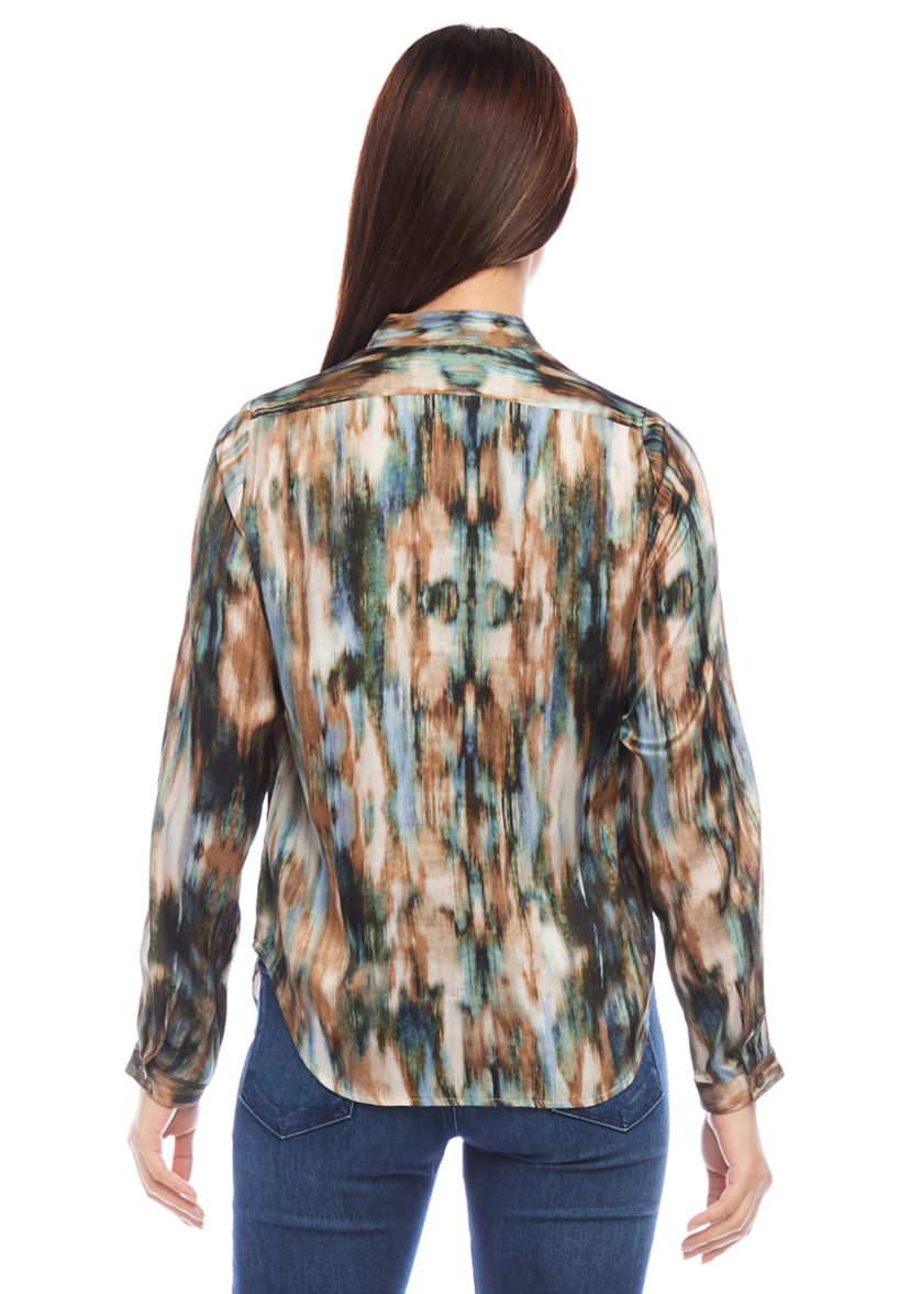 Womens Long Sleeve Placket Top