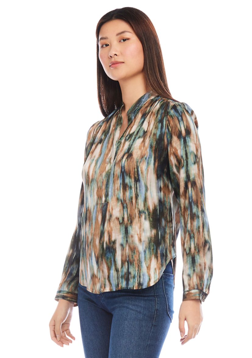 Womens Long Sleeve Placket Top