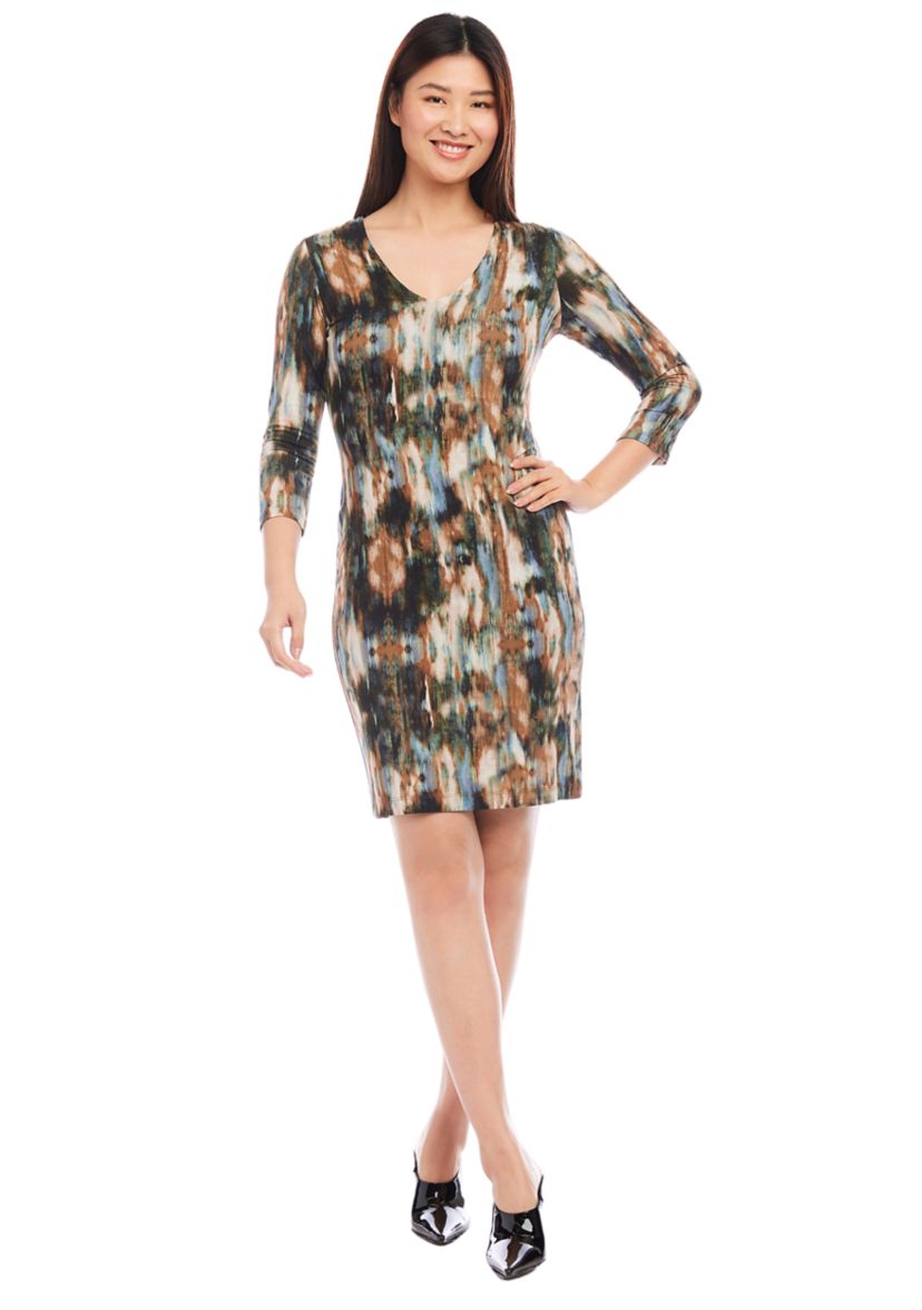 Petite Size 3/4 Sleeve Sheath Dress