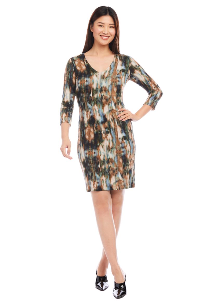 Womens 3/4 Sleeve Sheath Dress