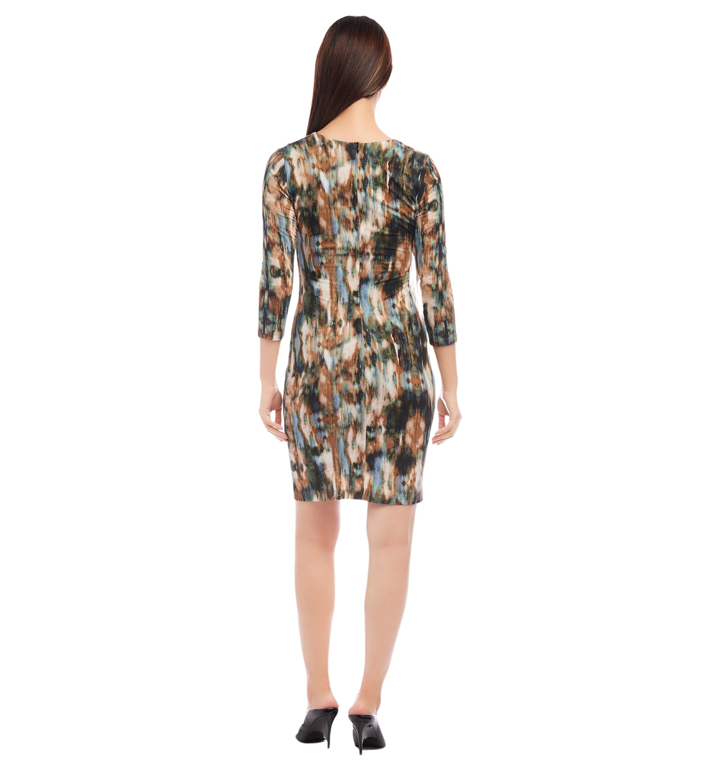 Womens 3/4 Sleeve Sheath Dress