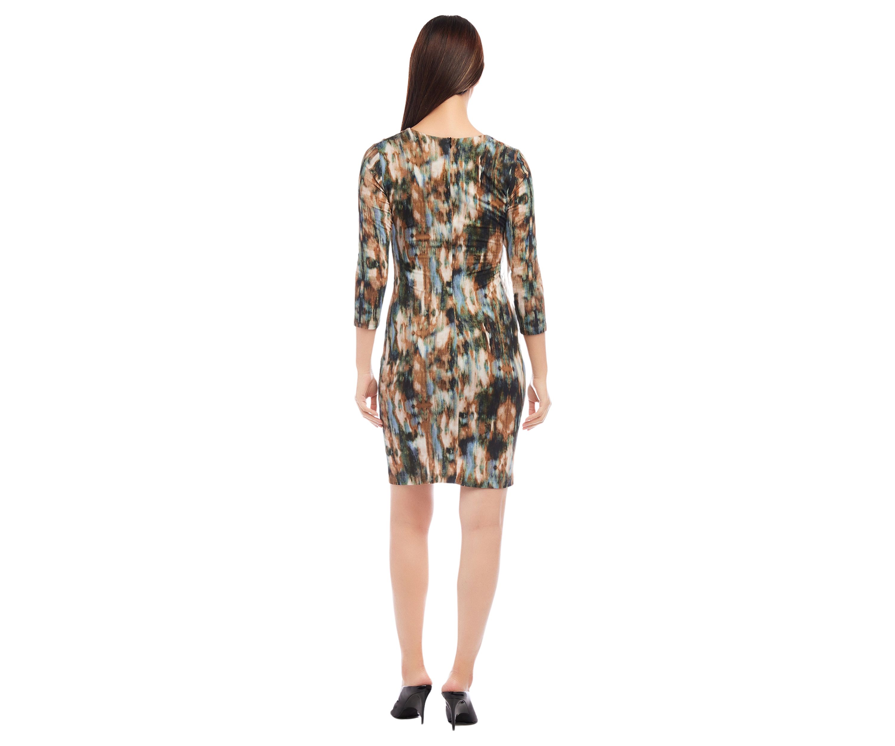 Womens 3/4 Sleeve Sheath Dress