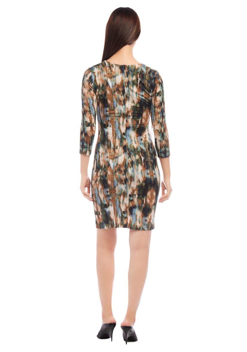 Womens 3/4 Sleeve Sheath Dress