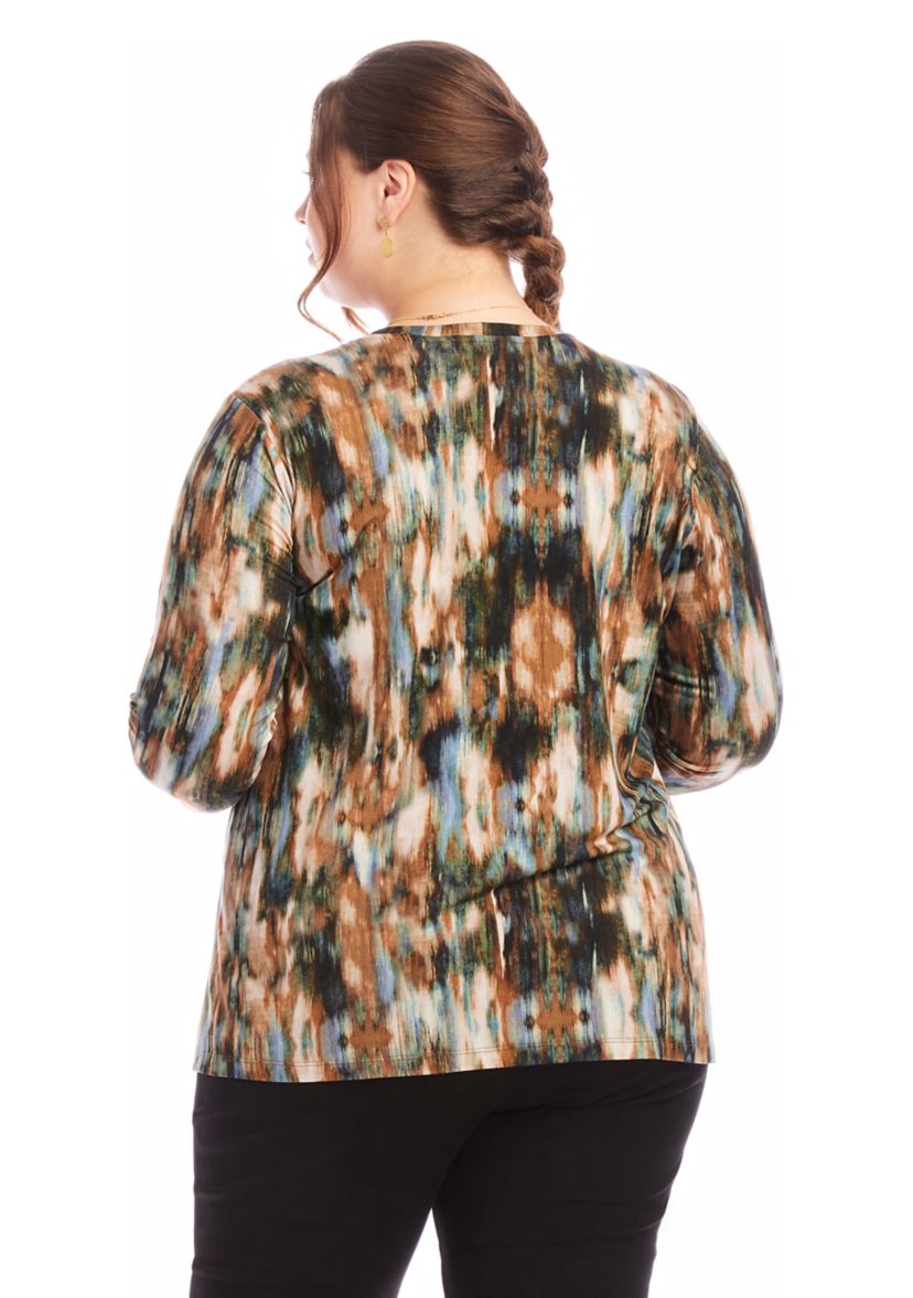 Plus Size 3/4 Sleeve Side Slit Top