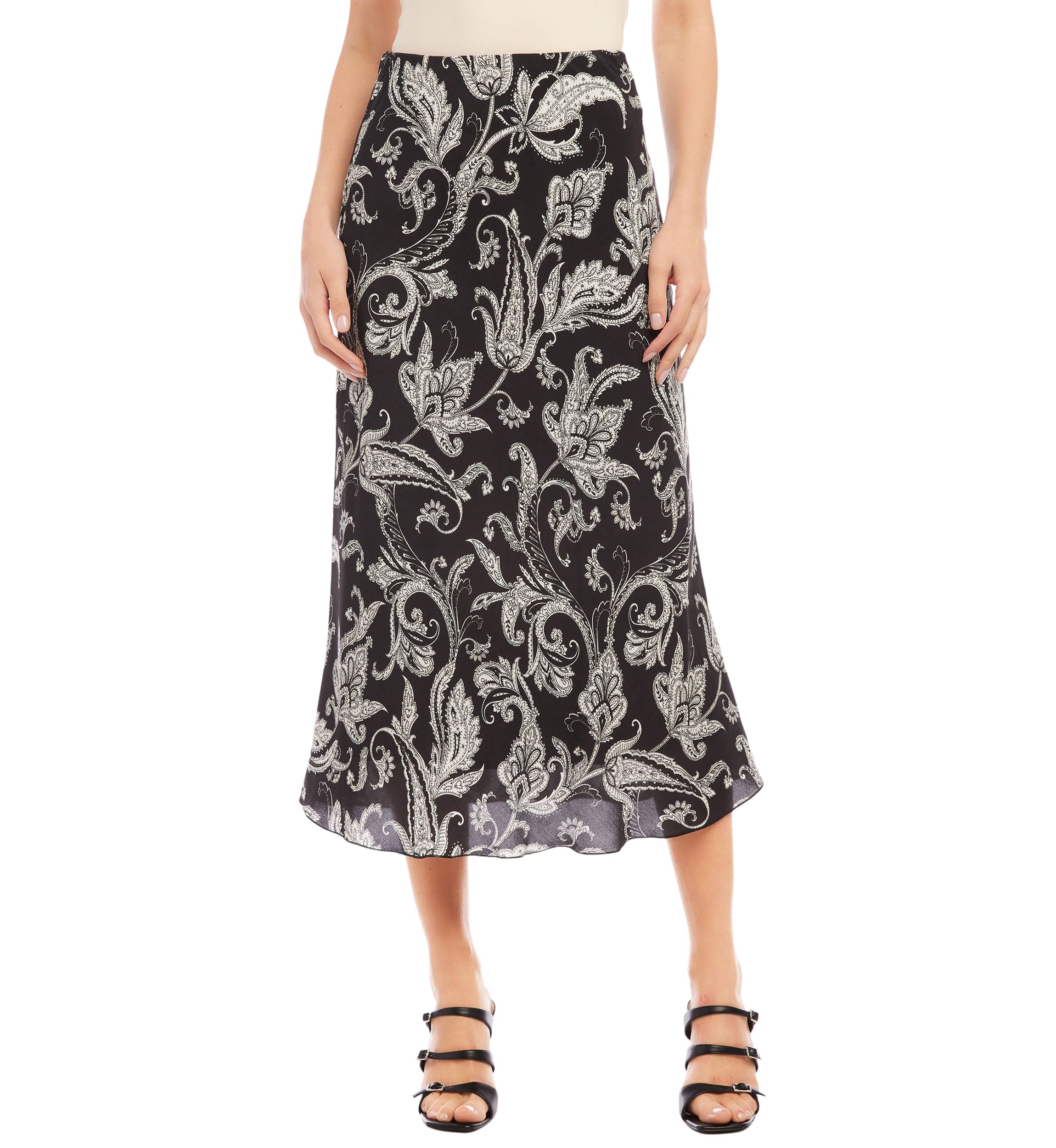 Womens Bias Cut Midi Skirt