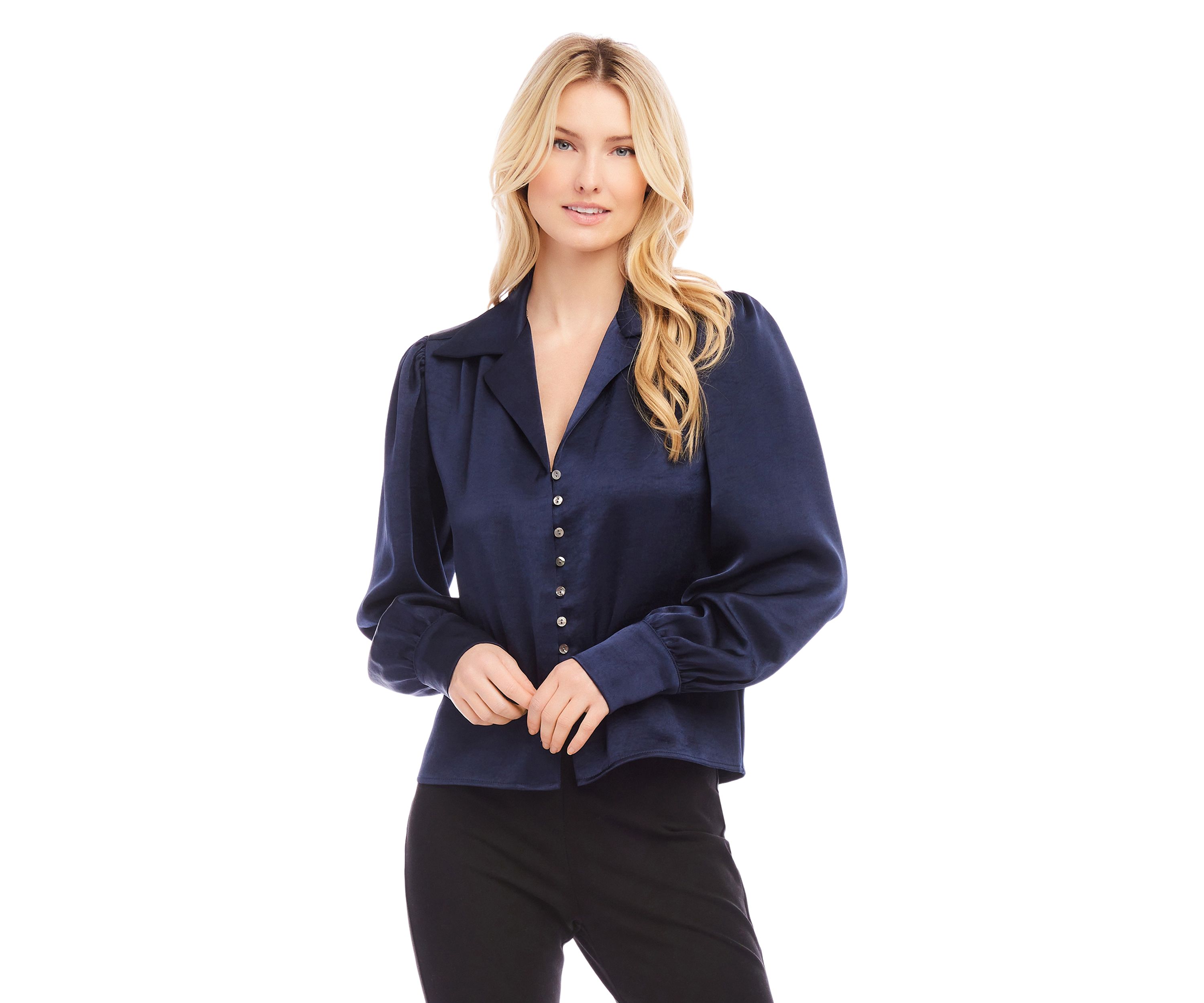 Womens Shirred Satin Blouse