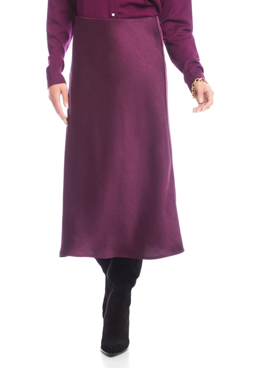 Womens Satin Bias Cut Midi Skirt 