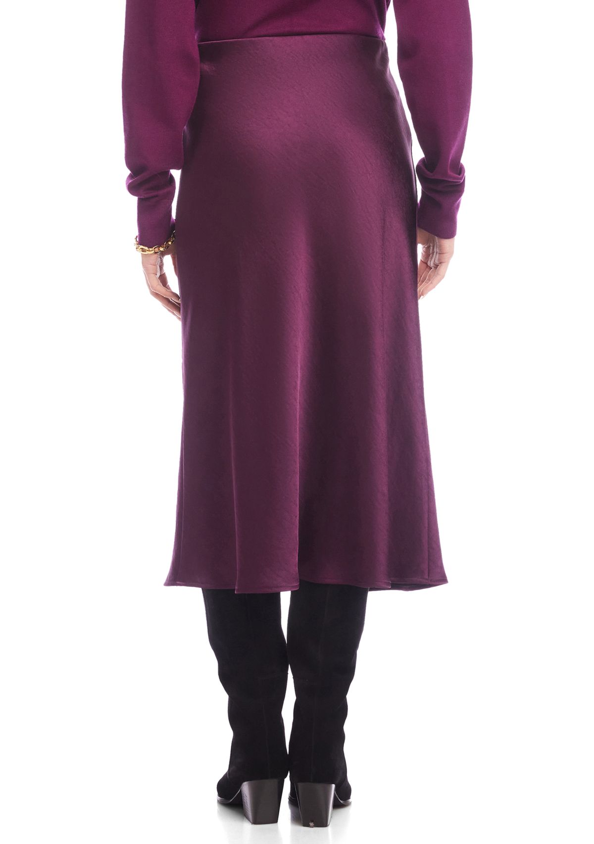 Womens Satin Bias Cut Midi Skirt 